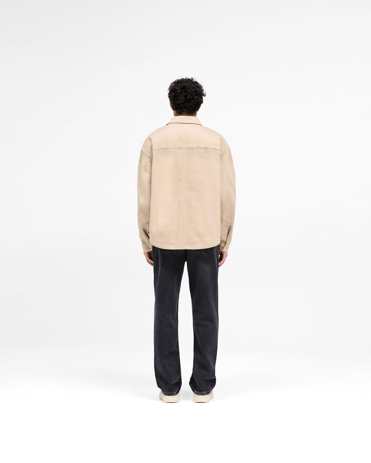 Cotton Zip Through Shirt - Beige