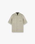 Short Sleeve Cotton Overshirt - Beige