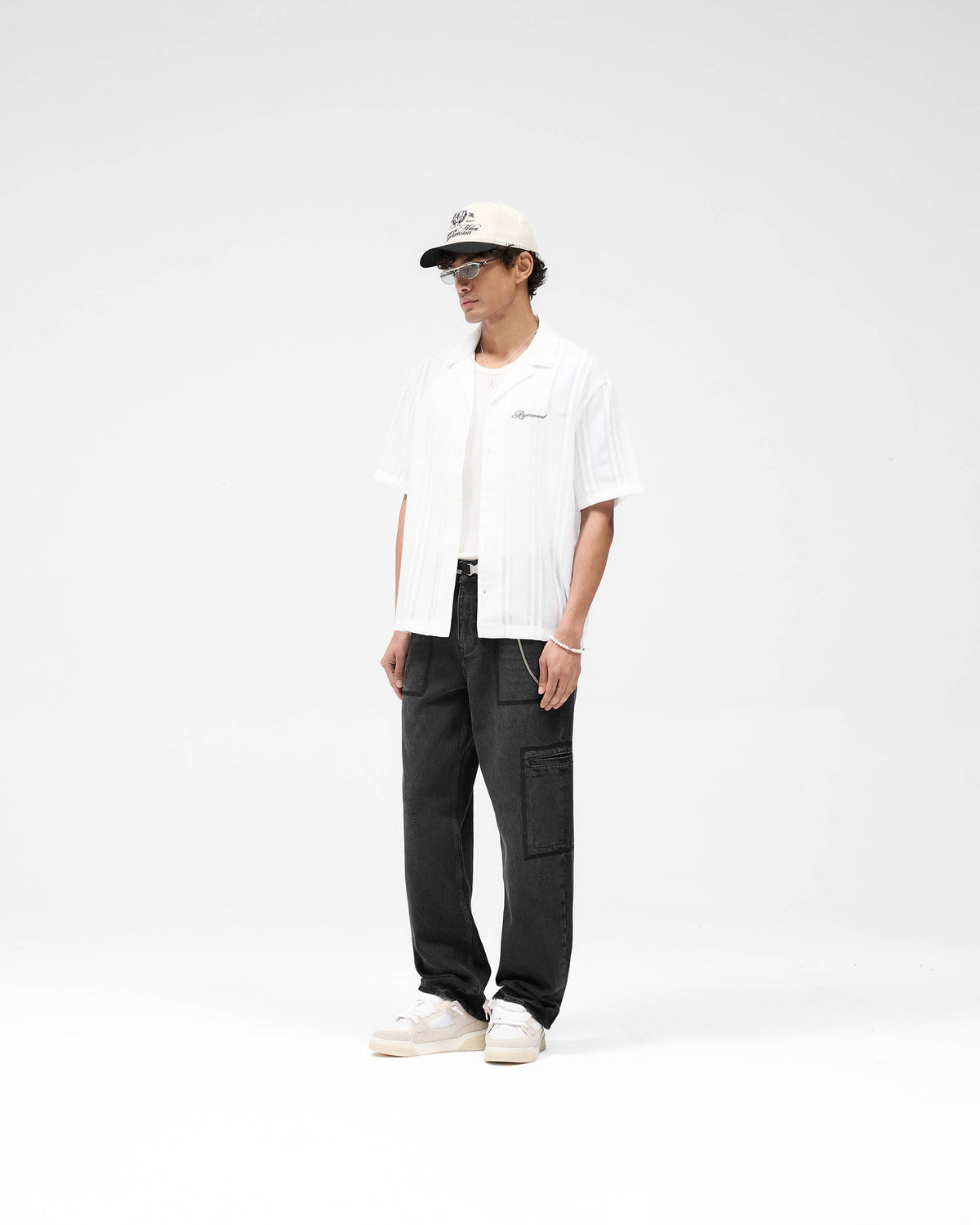 Embroidered Bowling Shirt - Antique White