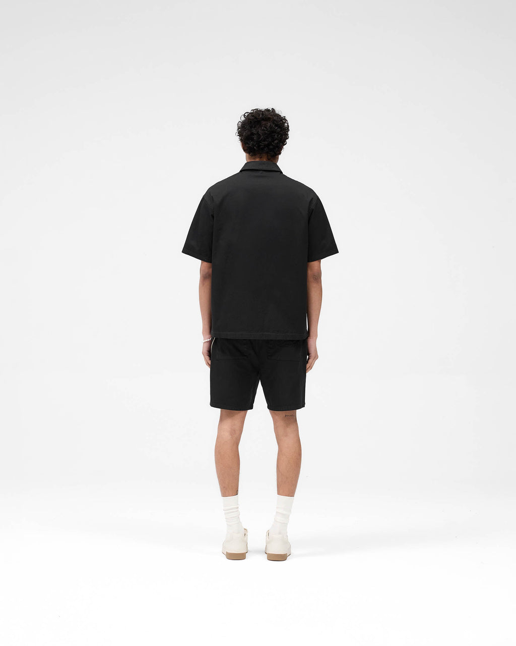 Short Sleeve Cotton Overshirt - Washed Black