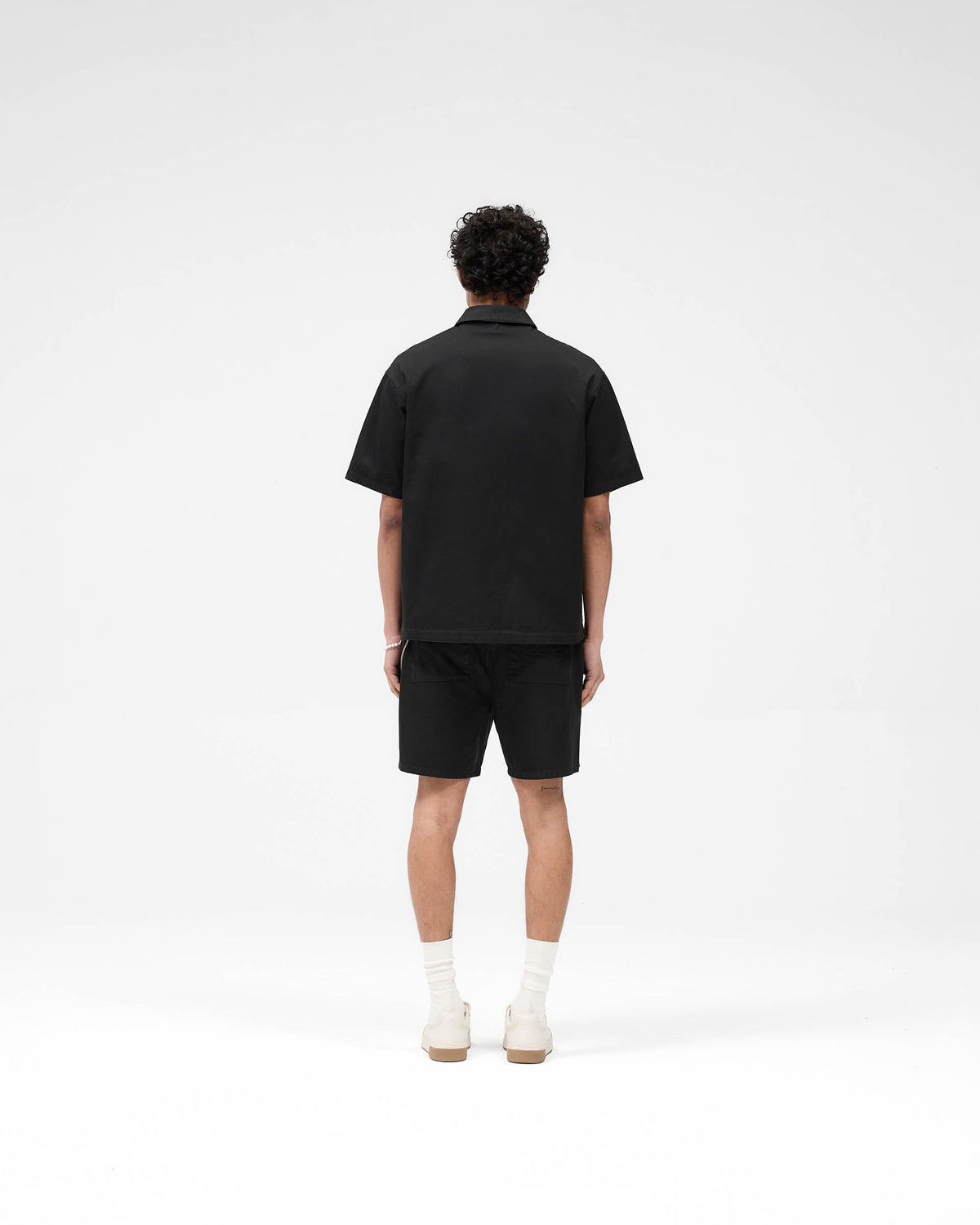 Short Sleeve Cotton Overshirt - Washed Black