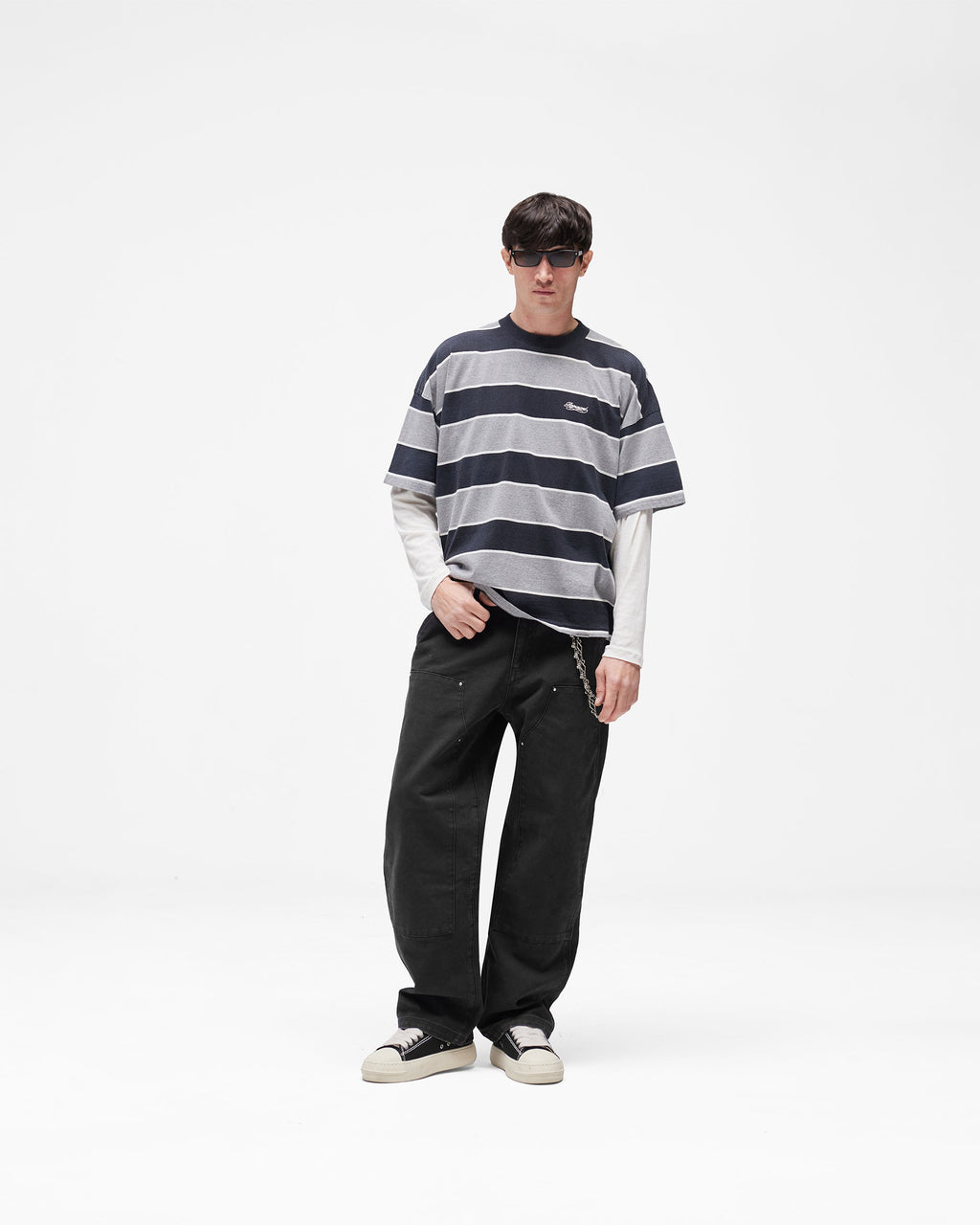 Calfornia Striped T-Shirt - Jet Black Grey Marl