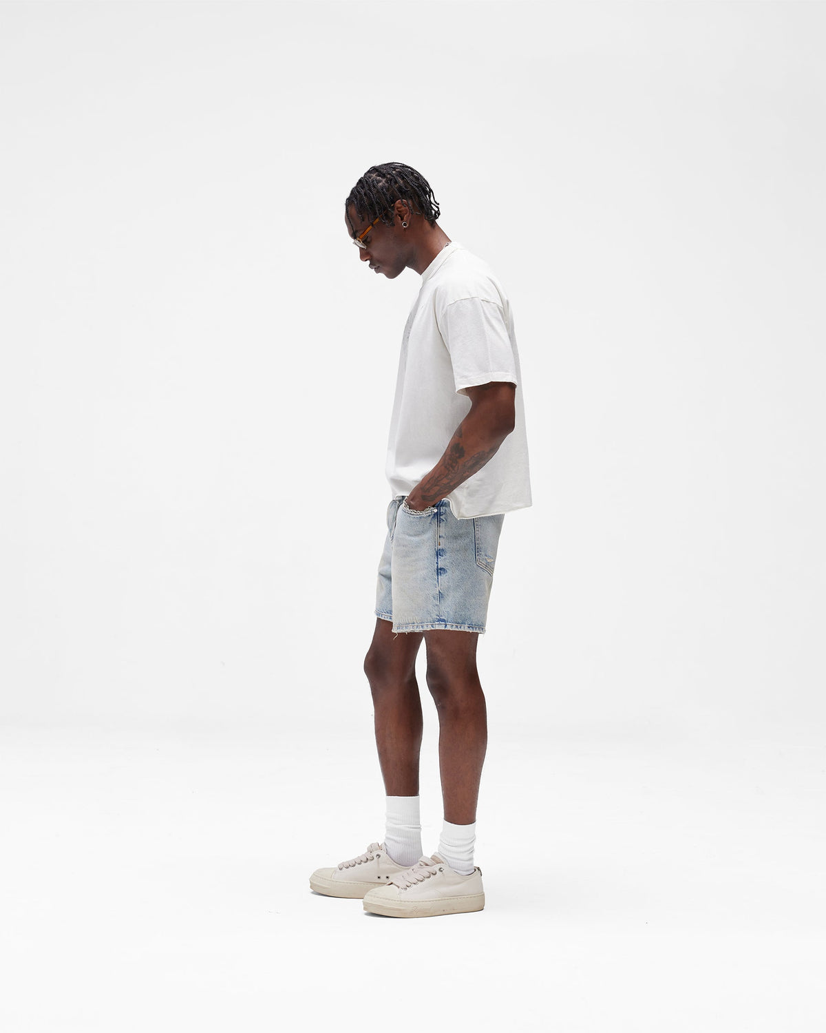 Busy Doing Nothing Denim Short - Dusty Blue