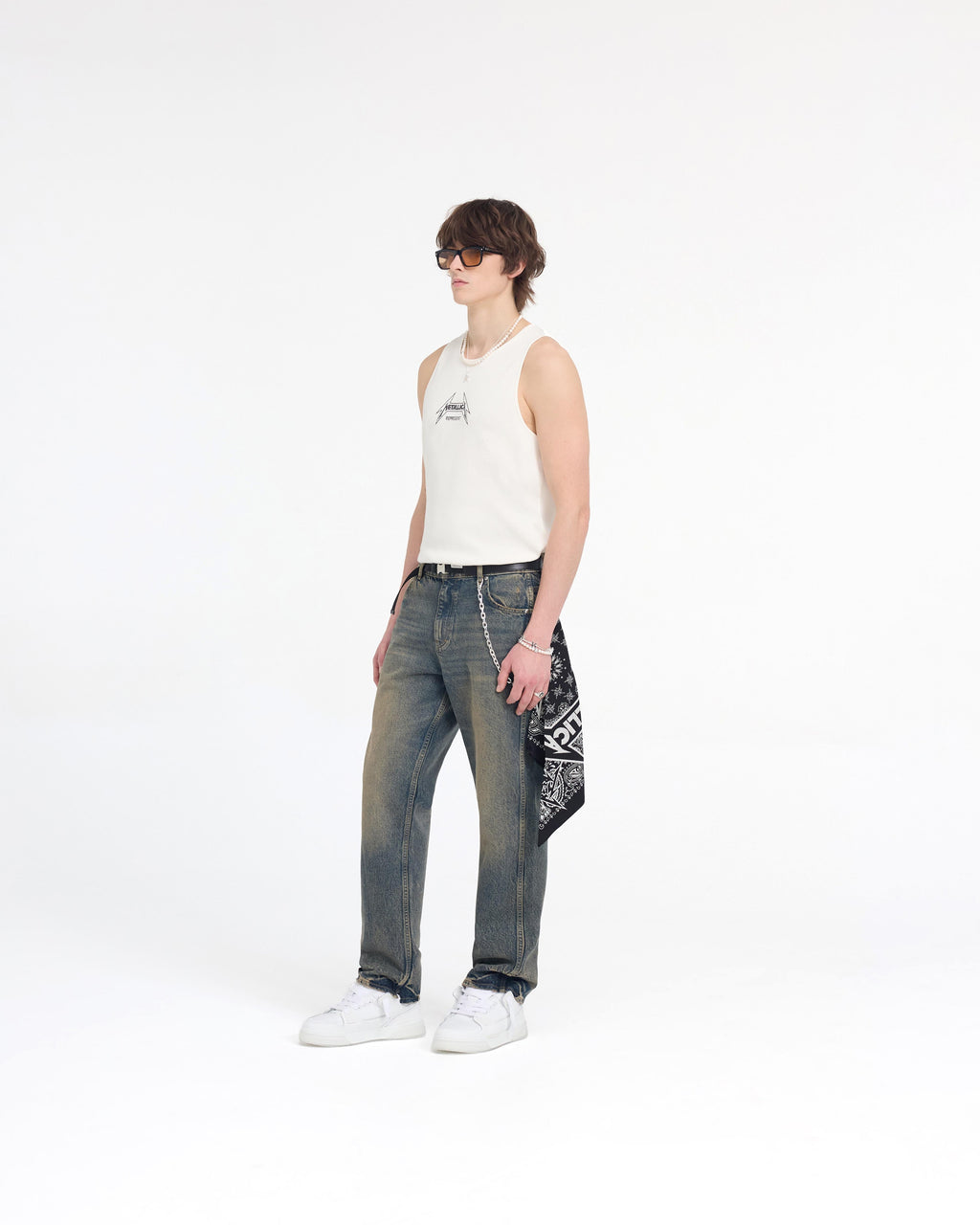 Represent X Metallica Local Crew Vest - Flat White