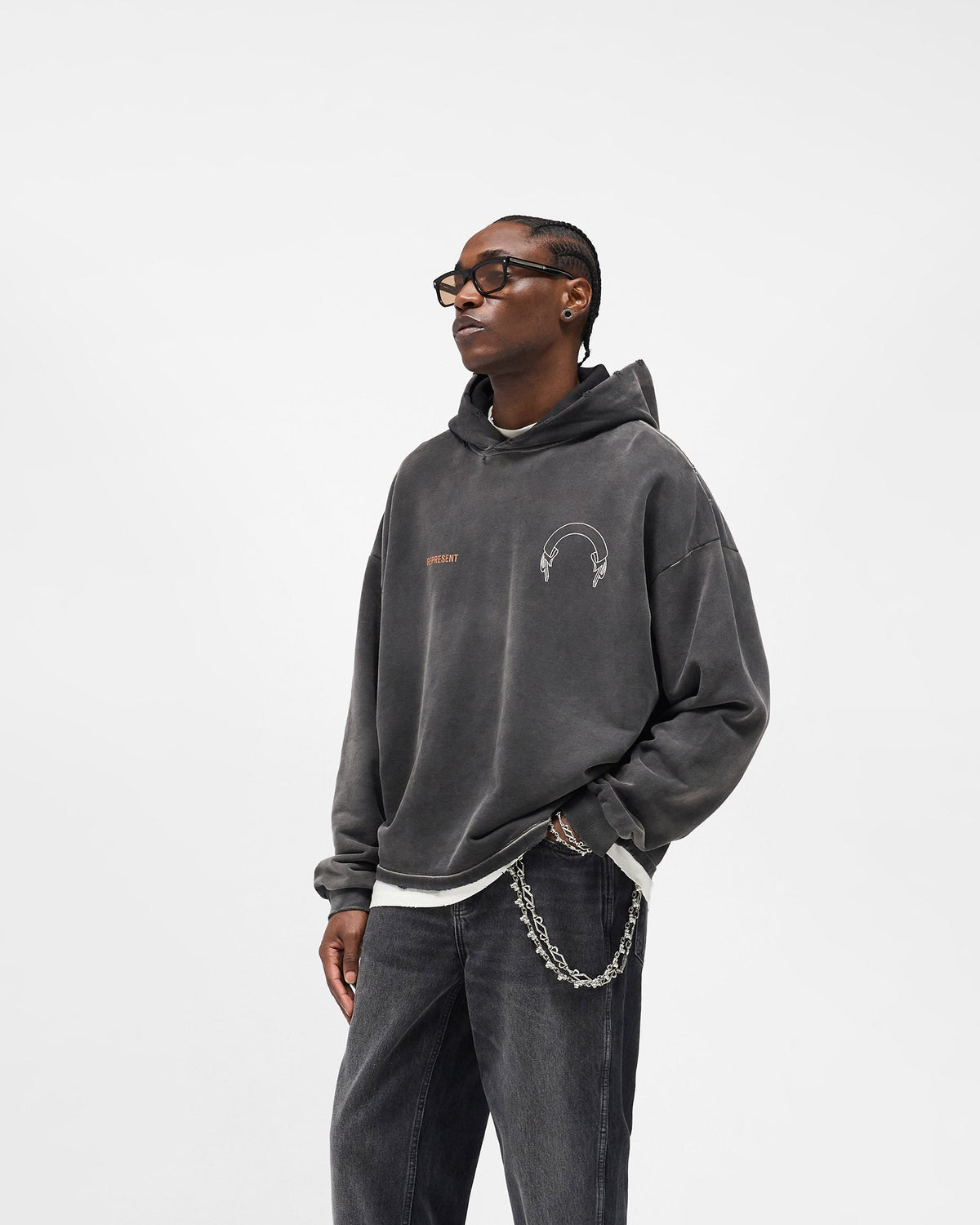 Represent Banner Hoodie - Stained Black