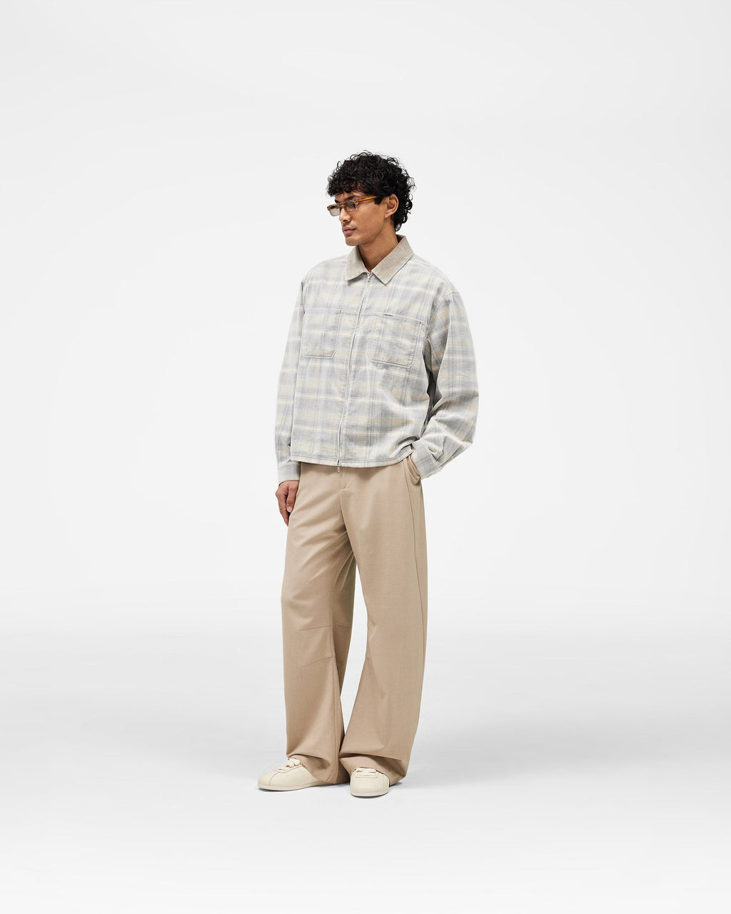 Cord Zip Flannel Shirt - Mineral