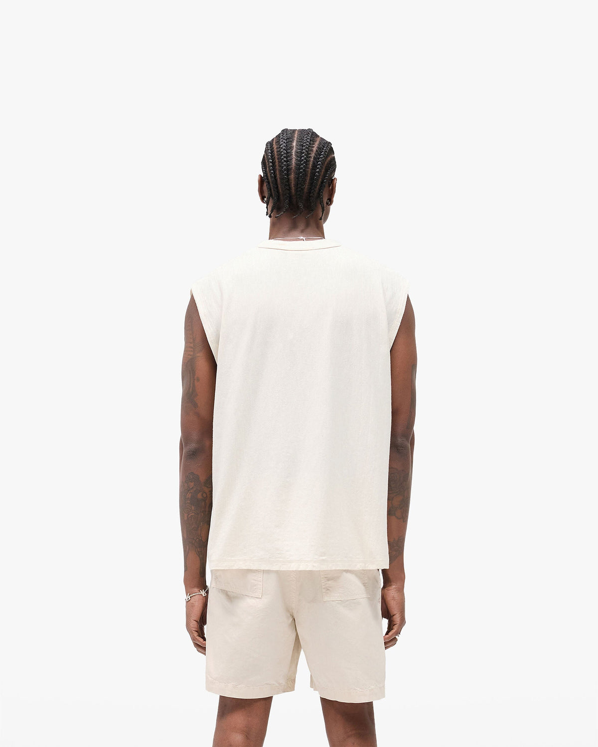 Slub Script Tank - Aged White