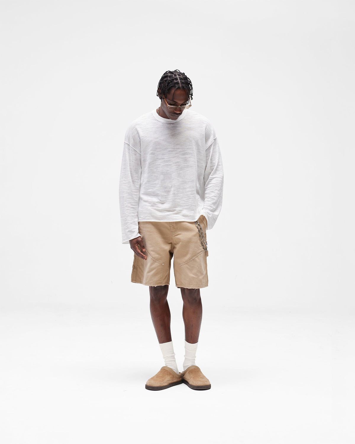 Long Sleeve Slub Knit T-Shirt - Flat White