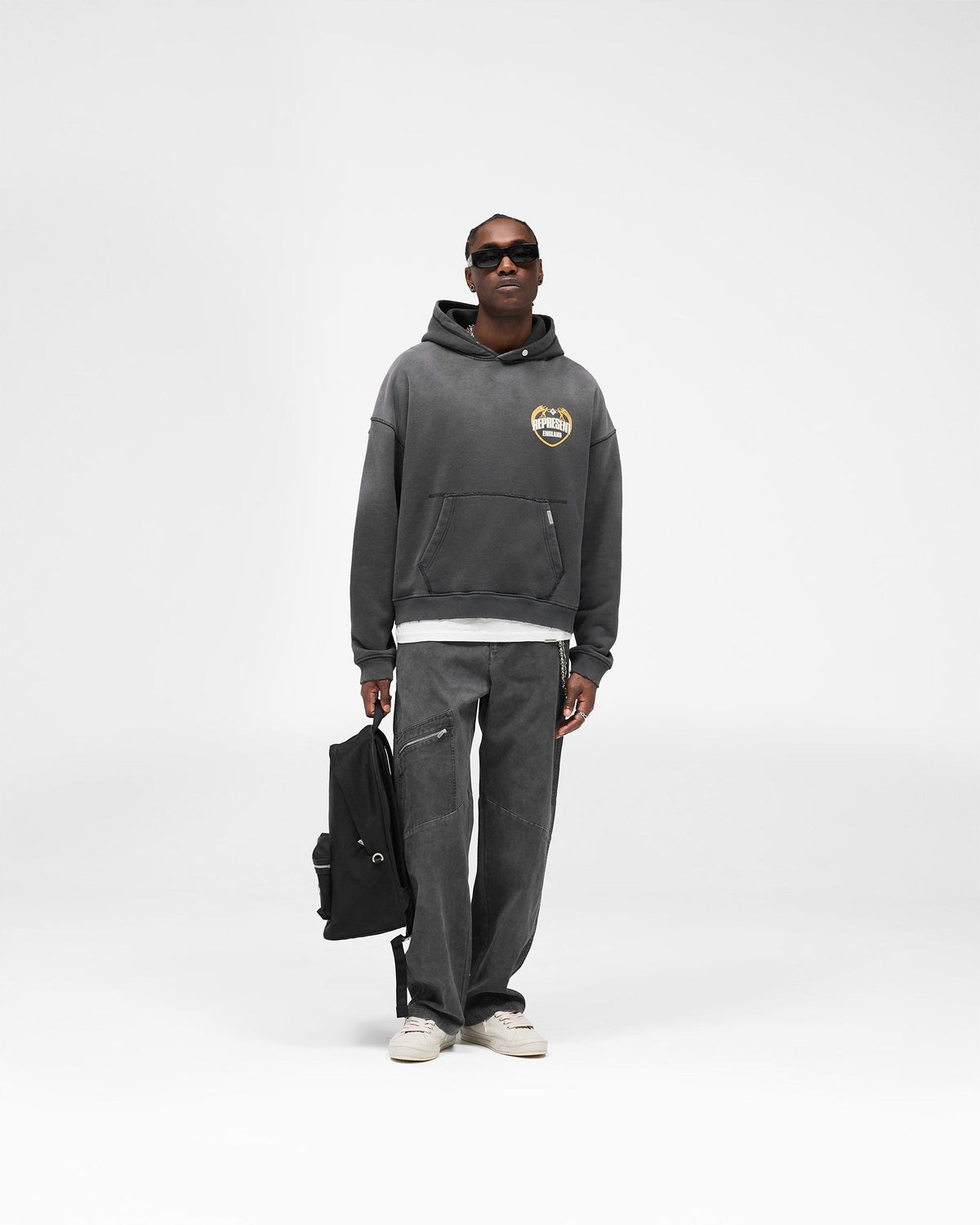 Represent Angel Border Hoodie - Stained Black