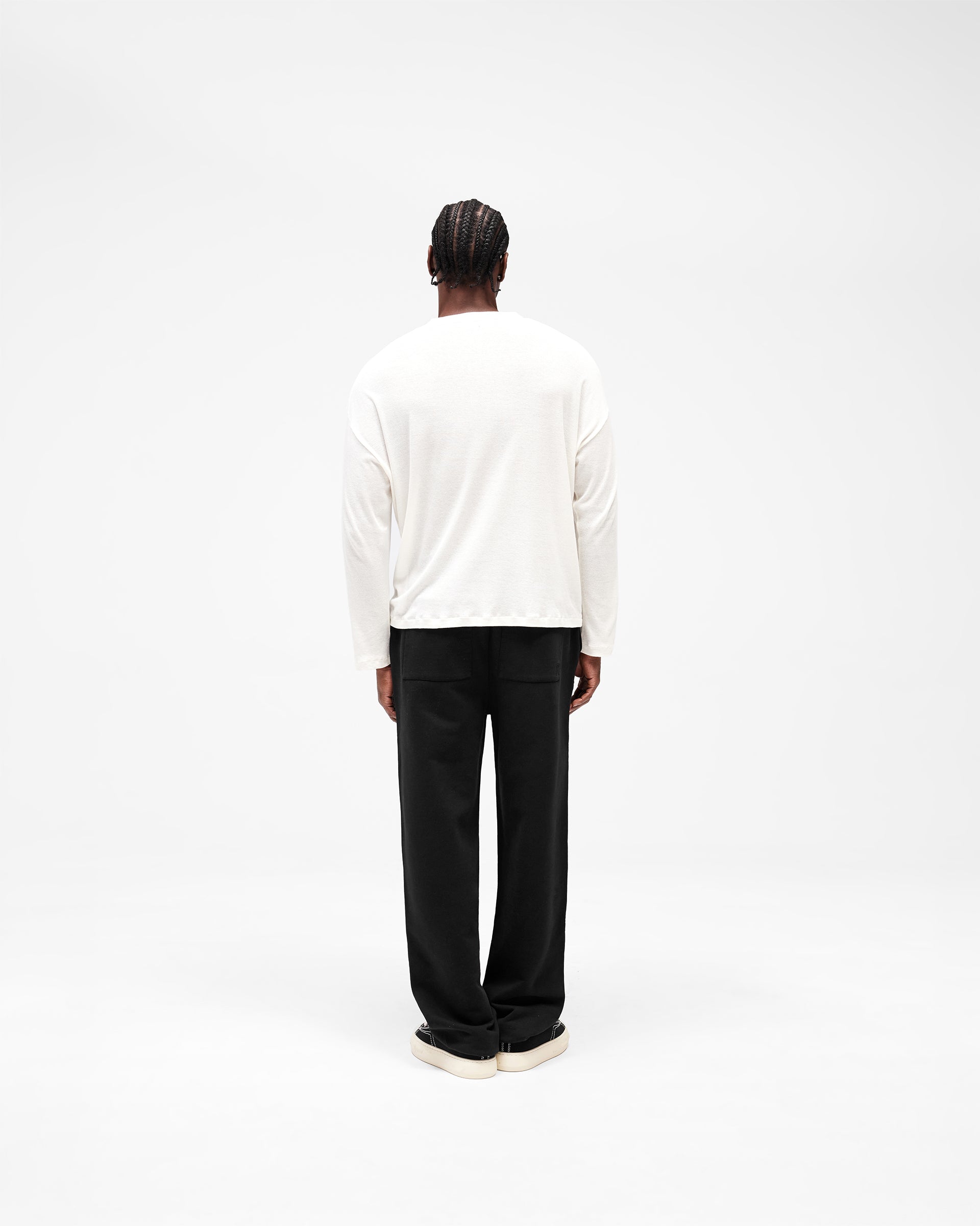 Initial Wide Leg Cuffed Sweatpant - Jet Black