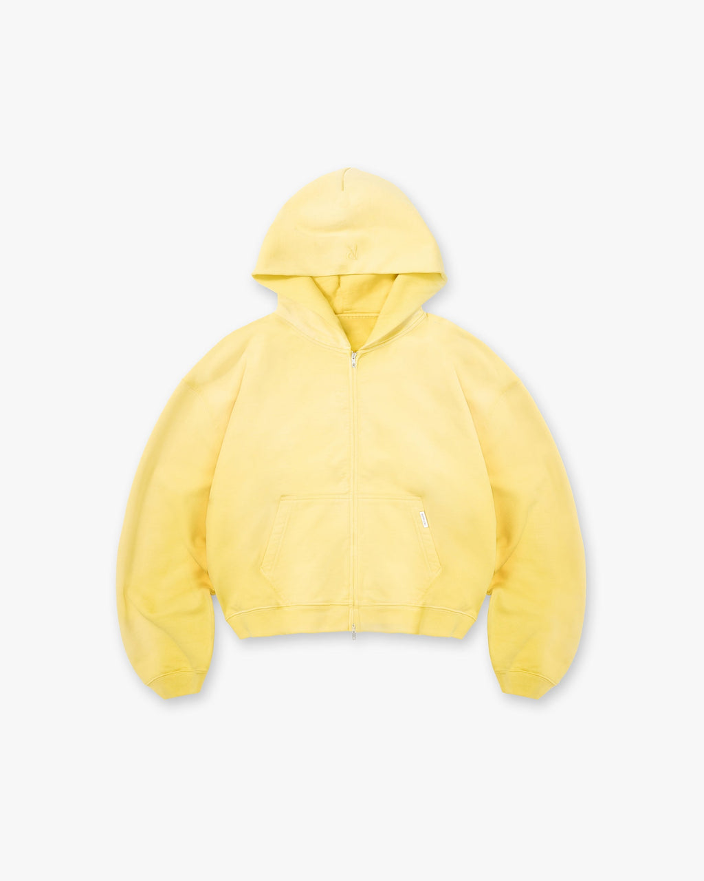 Initial Boxy Zip Through Hoodie - Canary Yellow