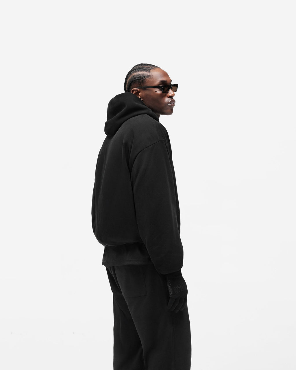 Dual Layer Script Hoodie - Jet Black