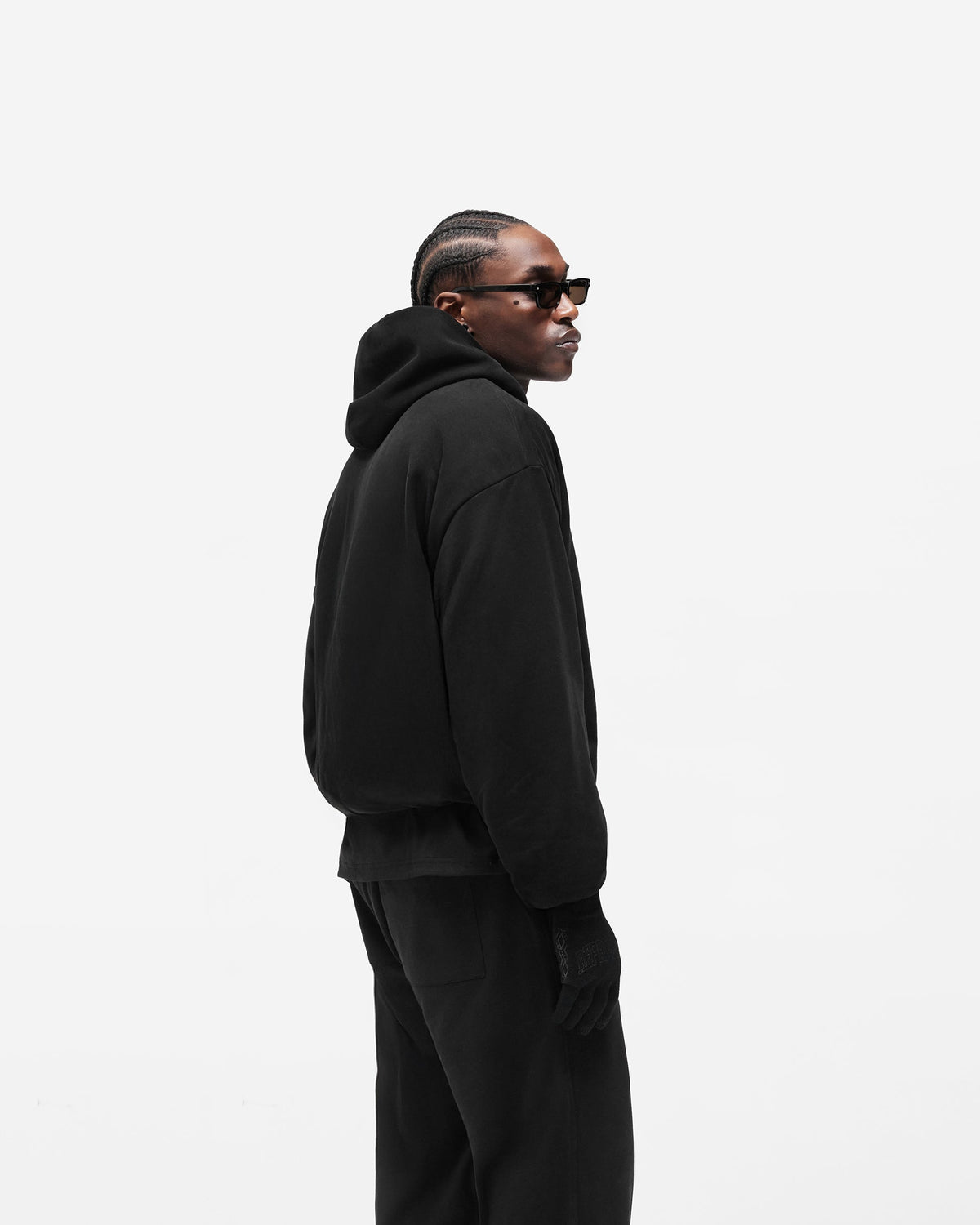 Dual Layer Script Hoodie - Jet Black