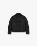 Faux Shearling Jacket - Jet Black