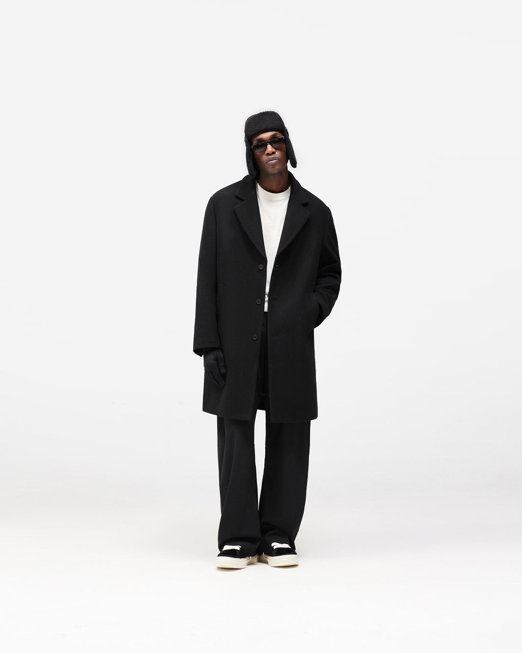 Relaxed Overcoat - Jet Black