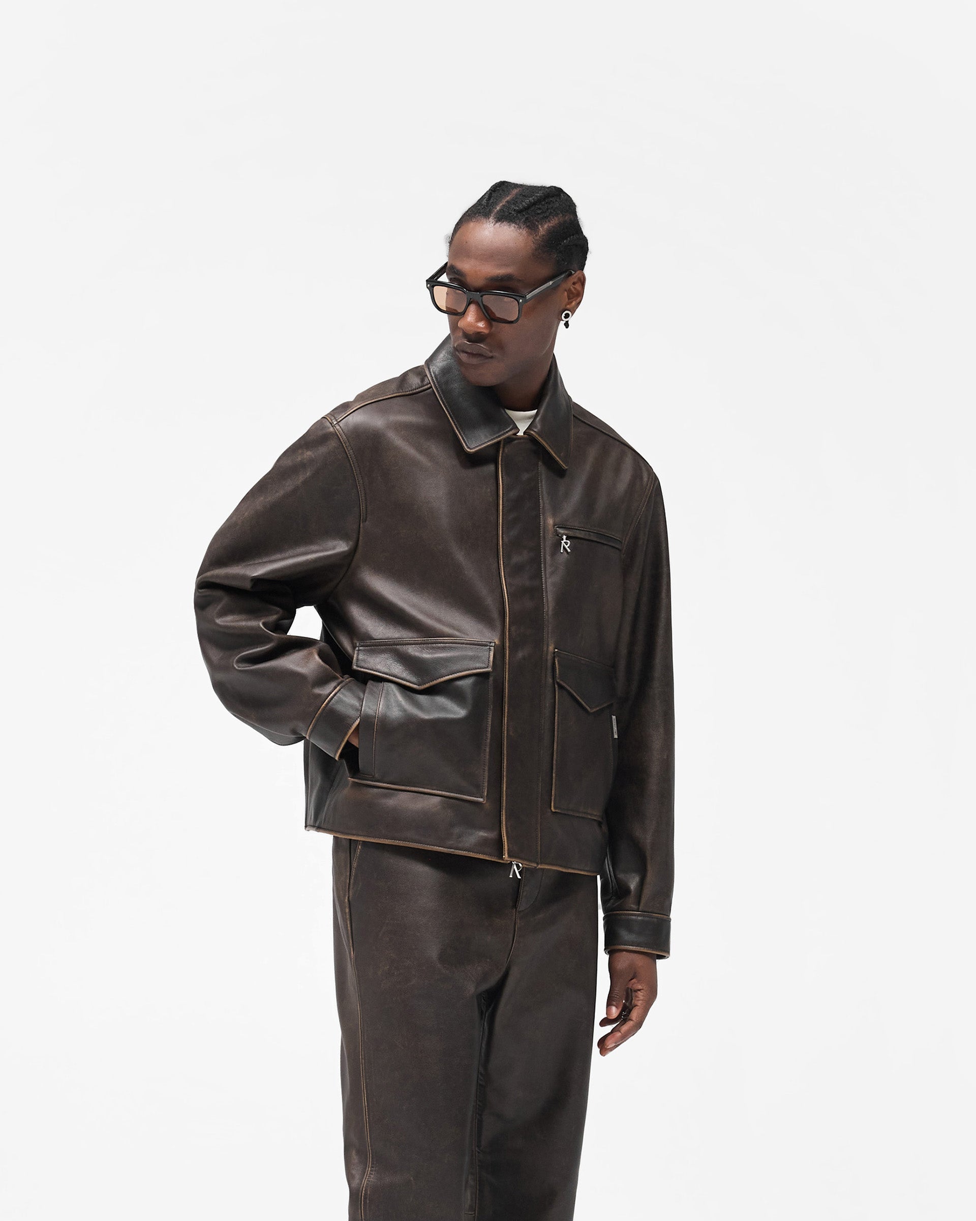 Sunfade Leather Jacket - Nero