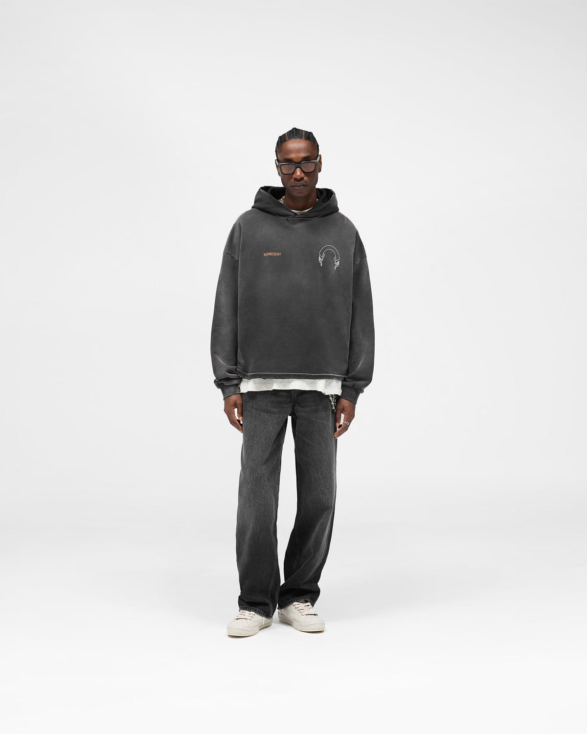 Represent Banner Hoodie - Stained Black