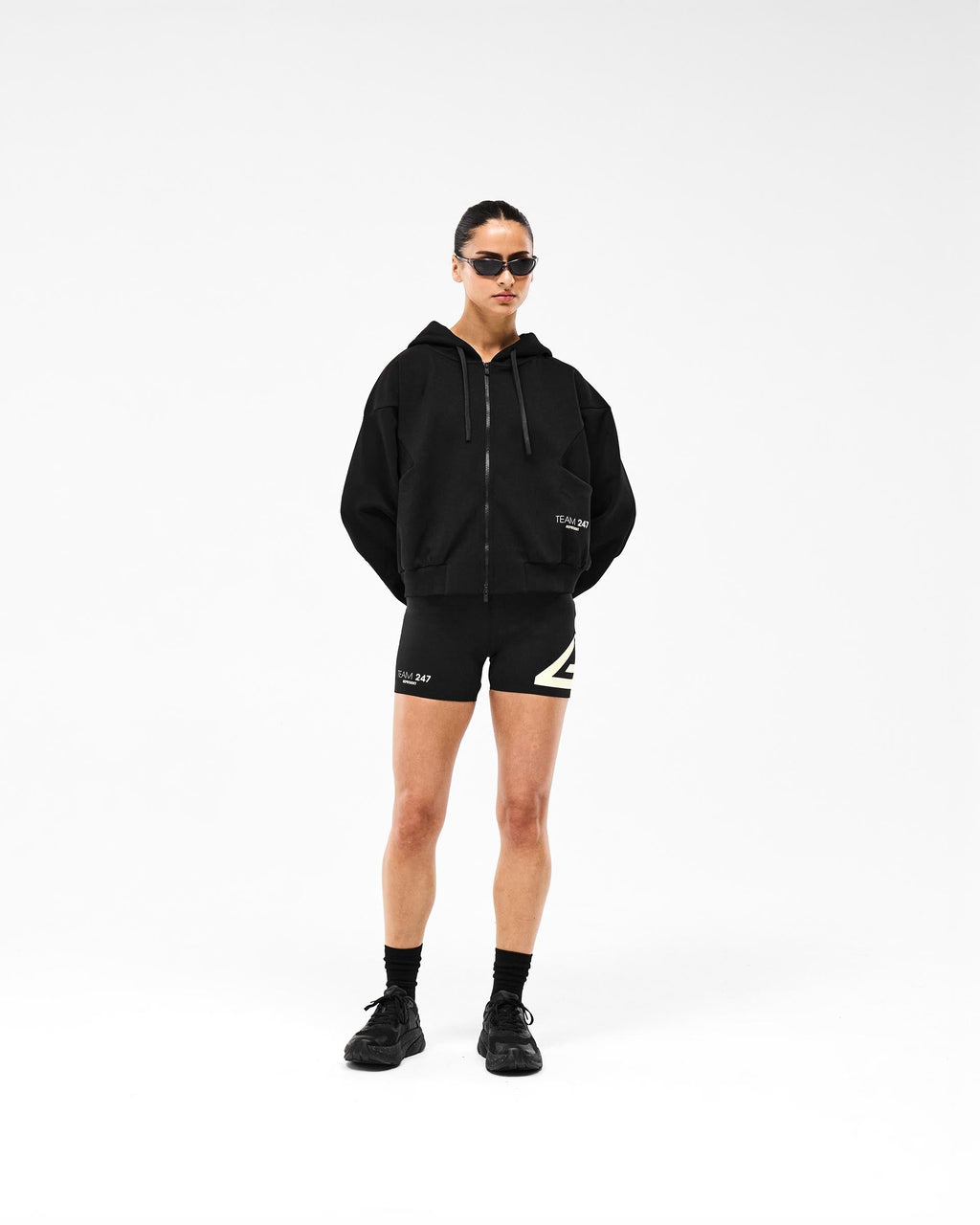 247 Training Hoodie Zip Front - Black