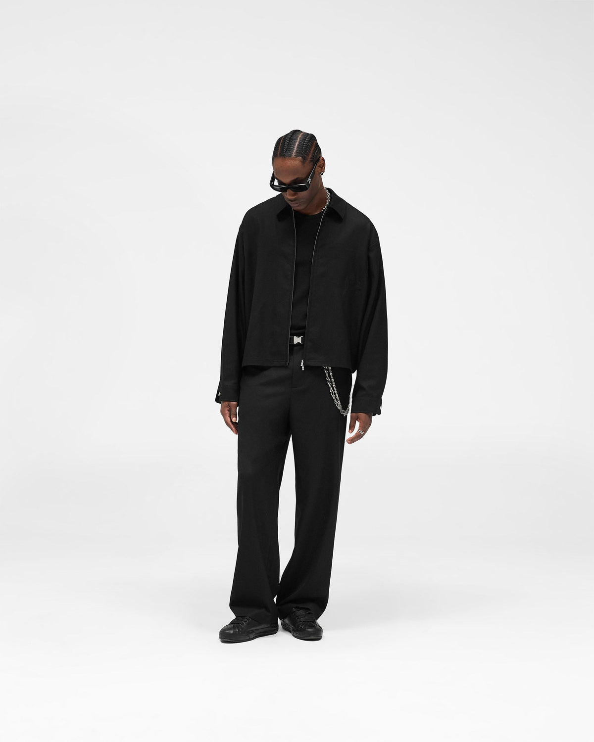 Zip Up Wool Overshirt - Jet Black