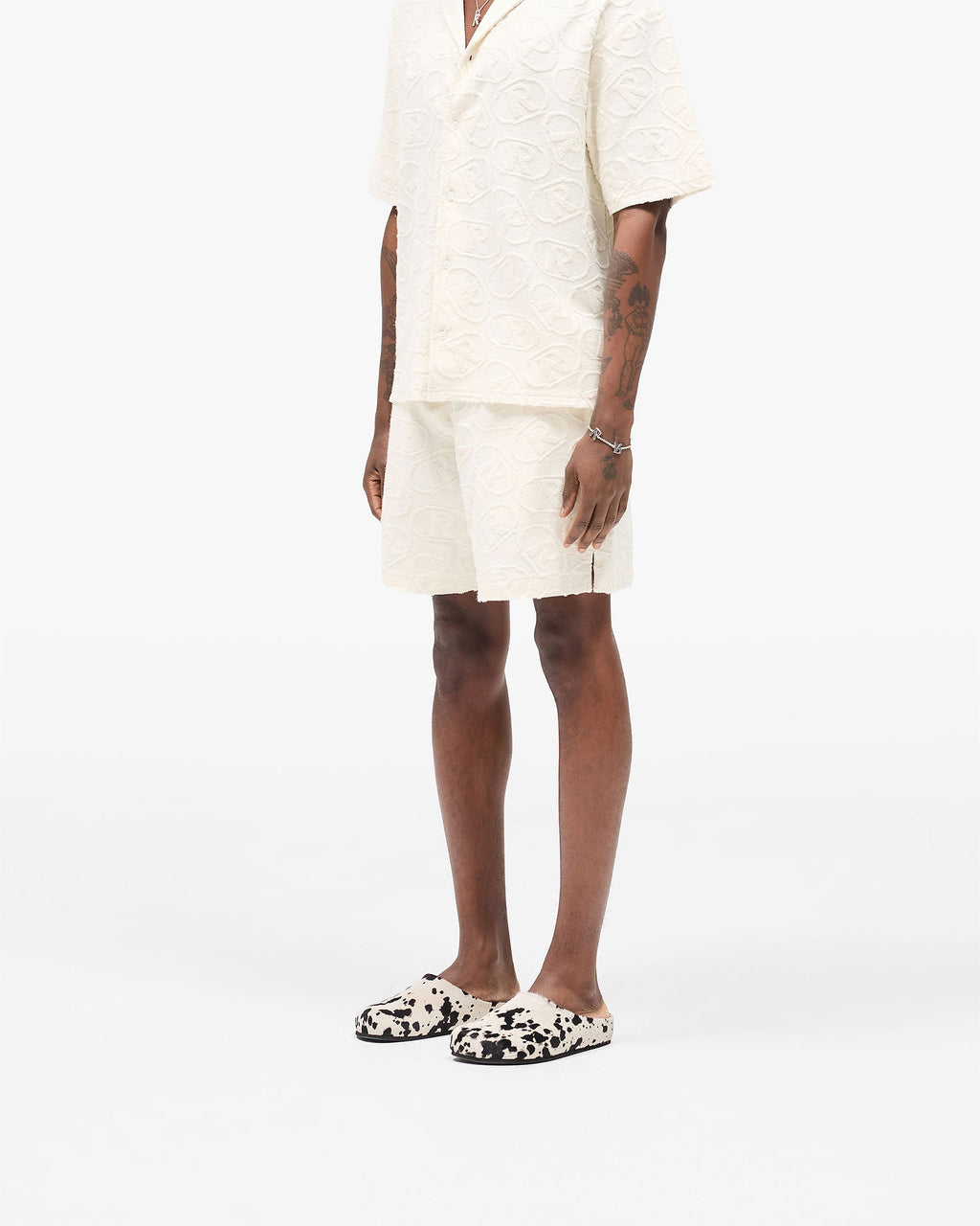 All Over Print Towel Short - Aged White