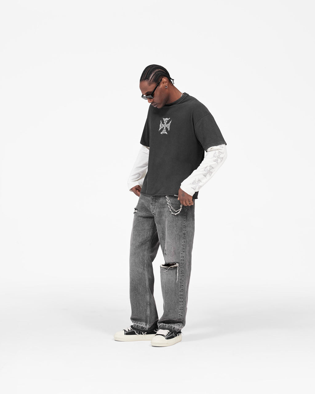 MH Stack Long Sleeve T-Shirt - Faded Black