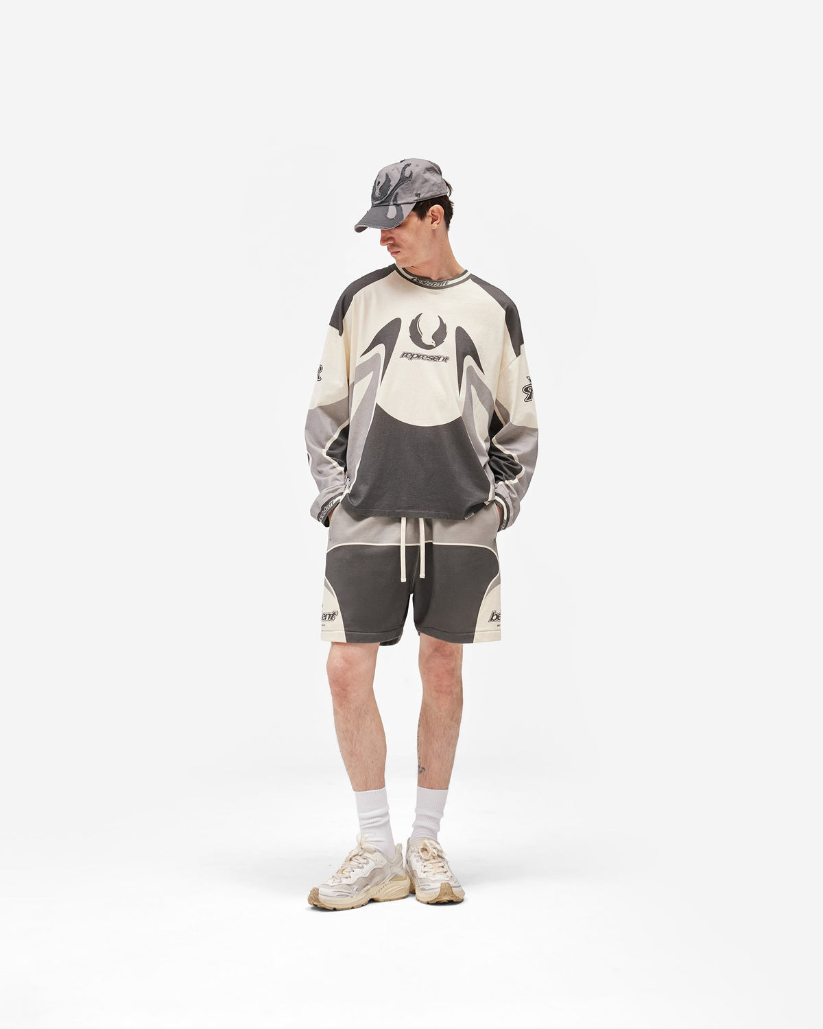 Represent X Belstaff Long Sleeve Racing T-Shirt - Dark Grey