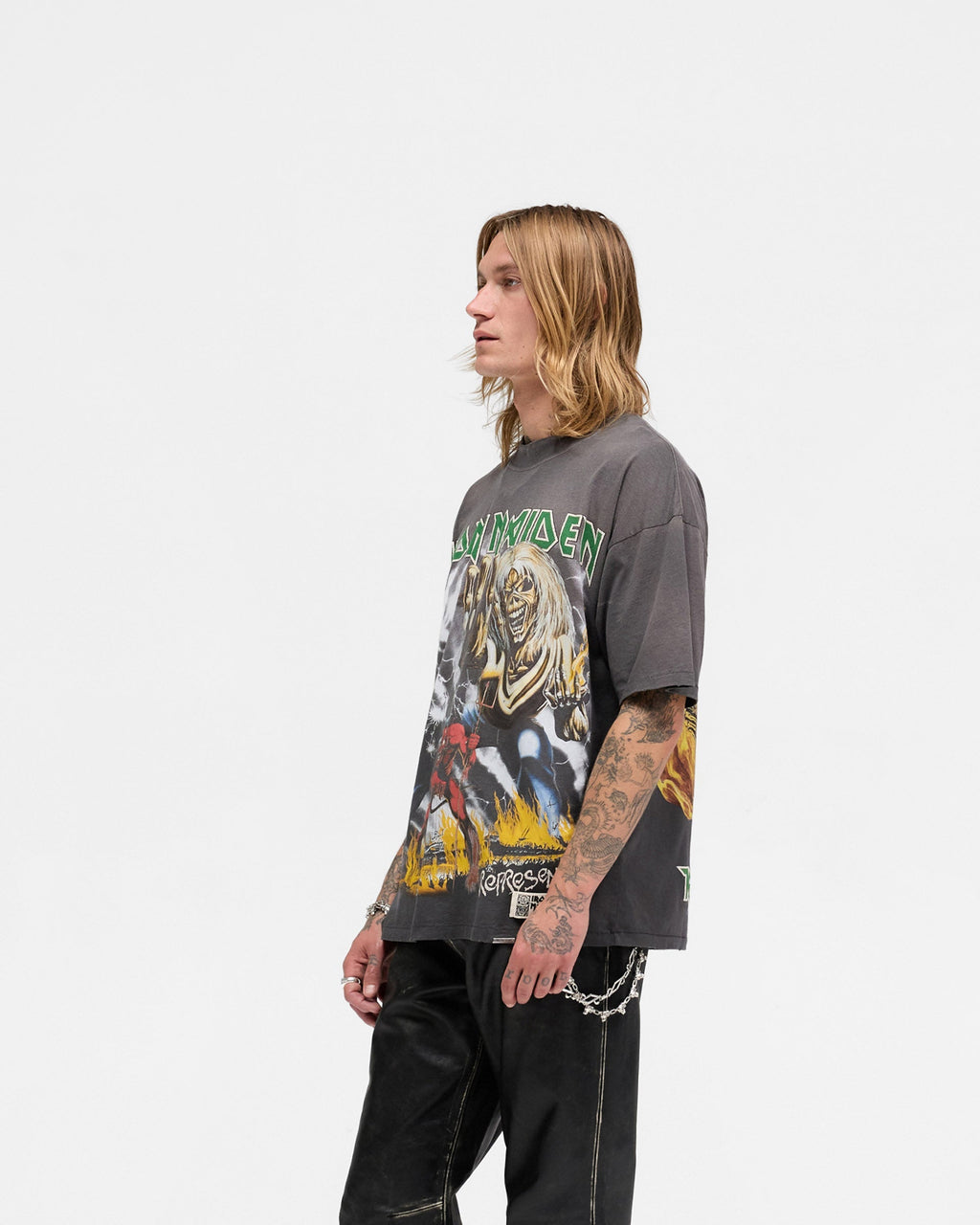 Represent X Iron Maiden Number Of Beast T-Shirt - Sunfade Grey