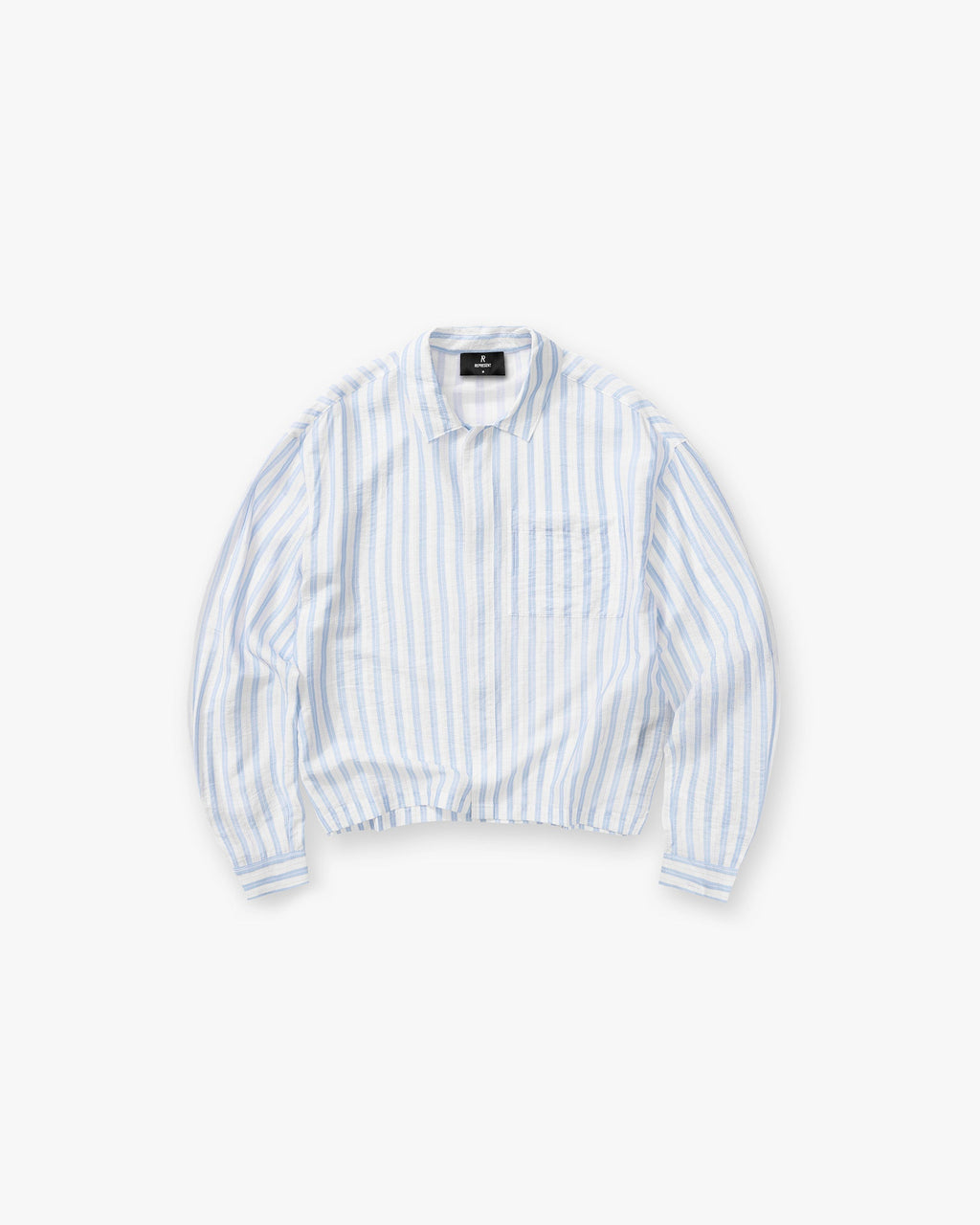 Long Sleeve Sheer Stripe Boxy Shirt - Ice Blue
