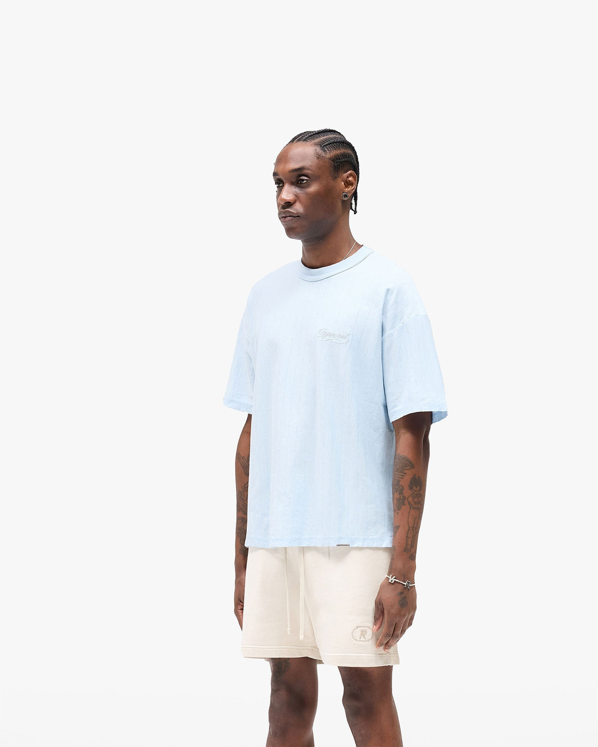 Slub Script T-Shirt - Ice Blue