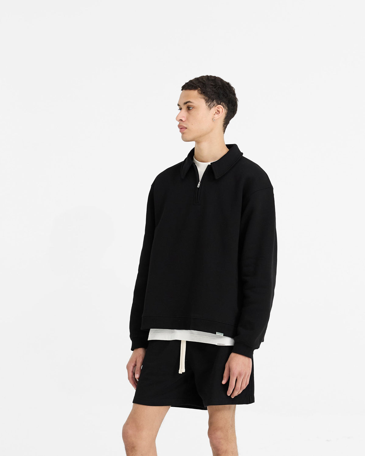 Initial Boxy Quarter Zip - Jet Black