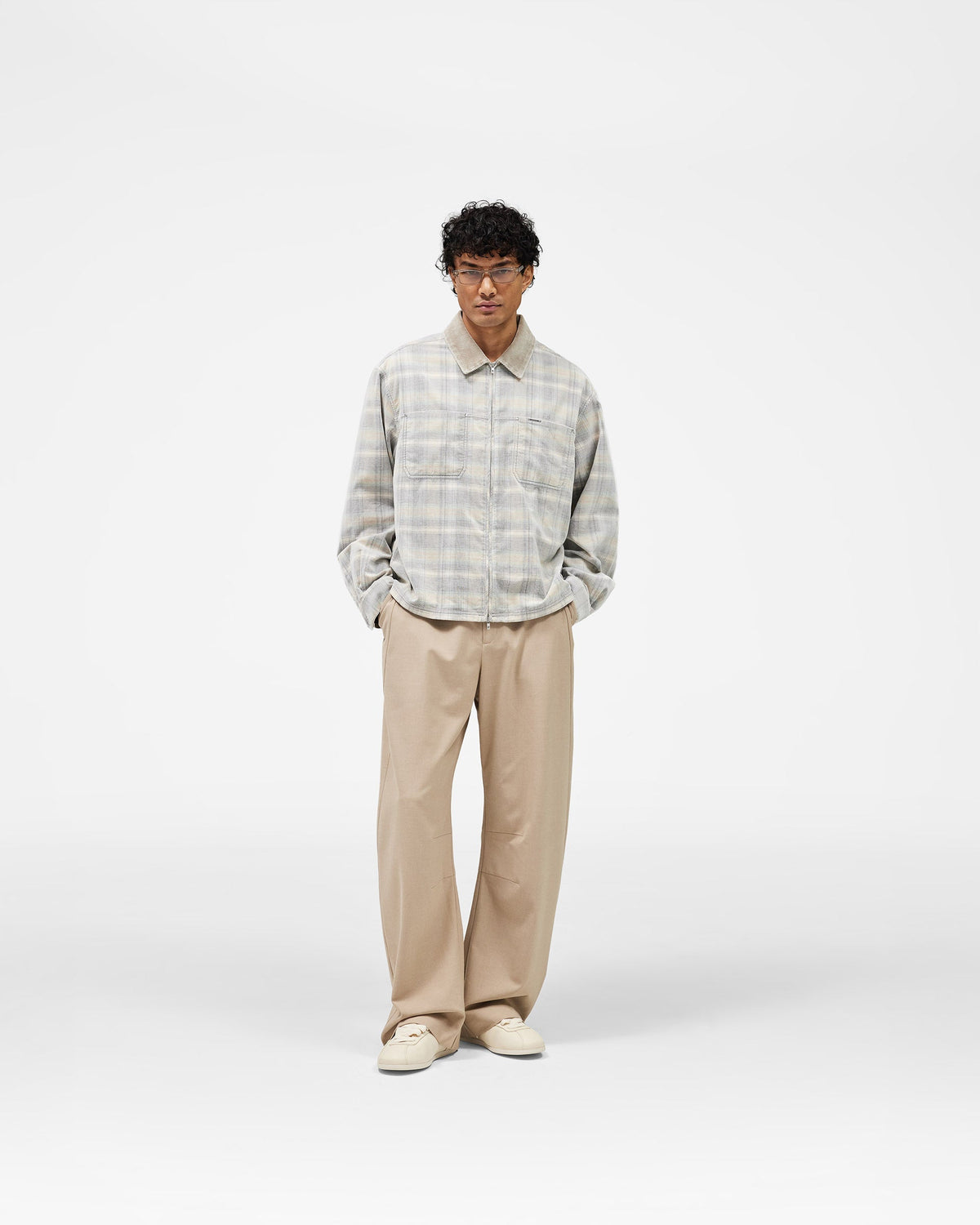 Cord Zip Flannel Shirt - Mineral