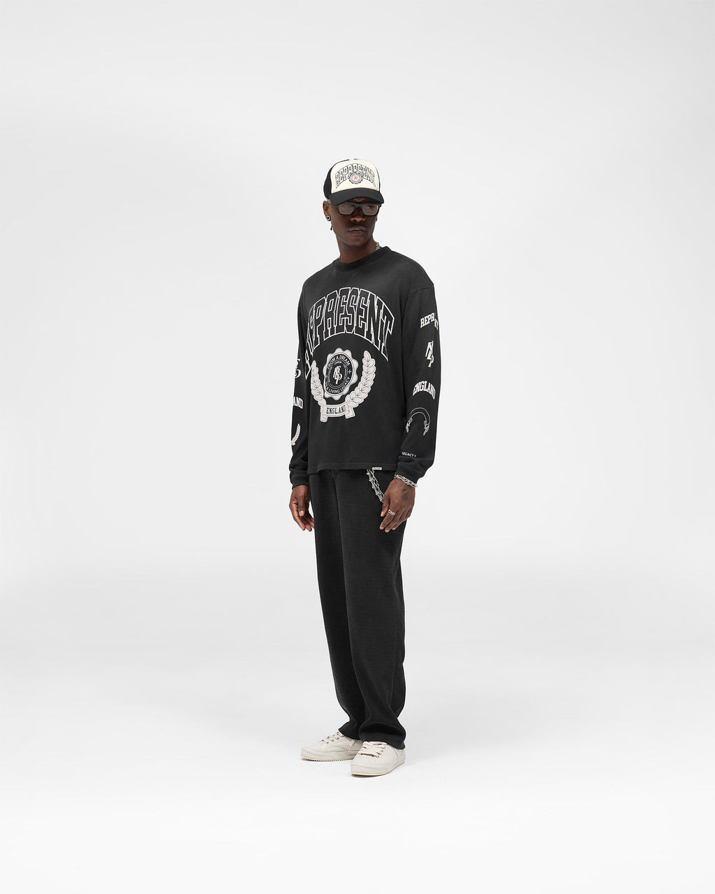 Legacy Crest Long Sleeve T-Shirt - Stained Black