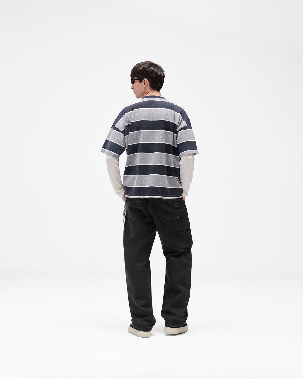 Calfornia Striped T-Shirt - Jet Black Grey Marl