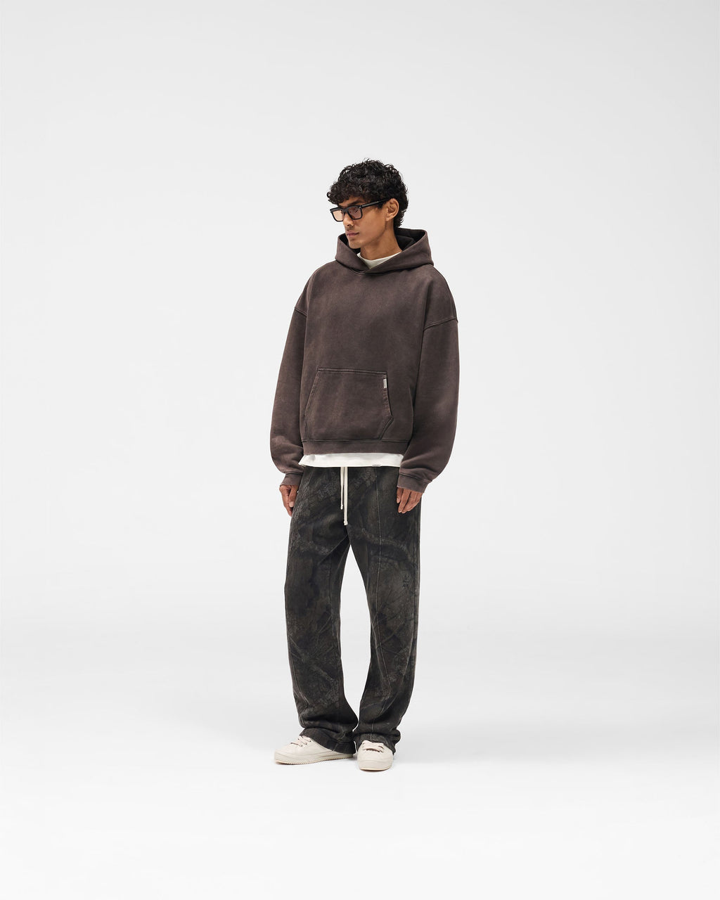Initial Boxy Hoodie - Coffee