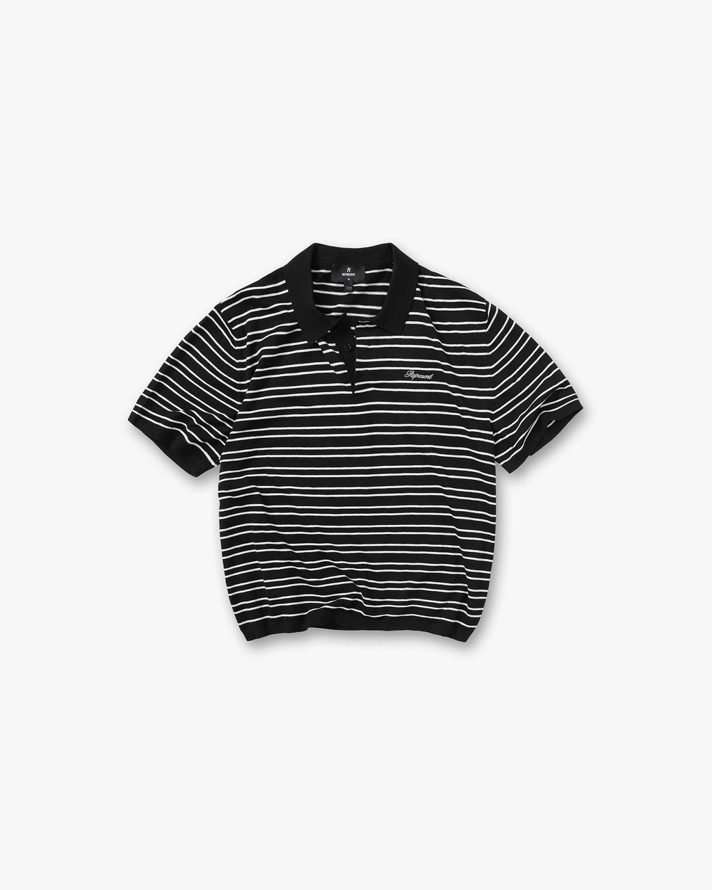 California Striped Knitted Polo - Jet Black