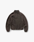 Initial Funnel Neck Quarter Zip Sweatshirt - Coffee