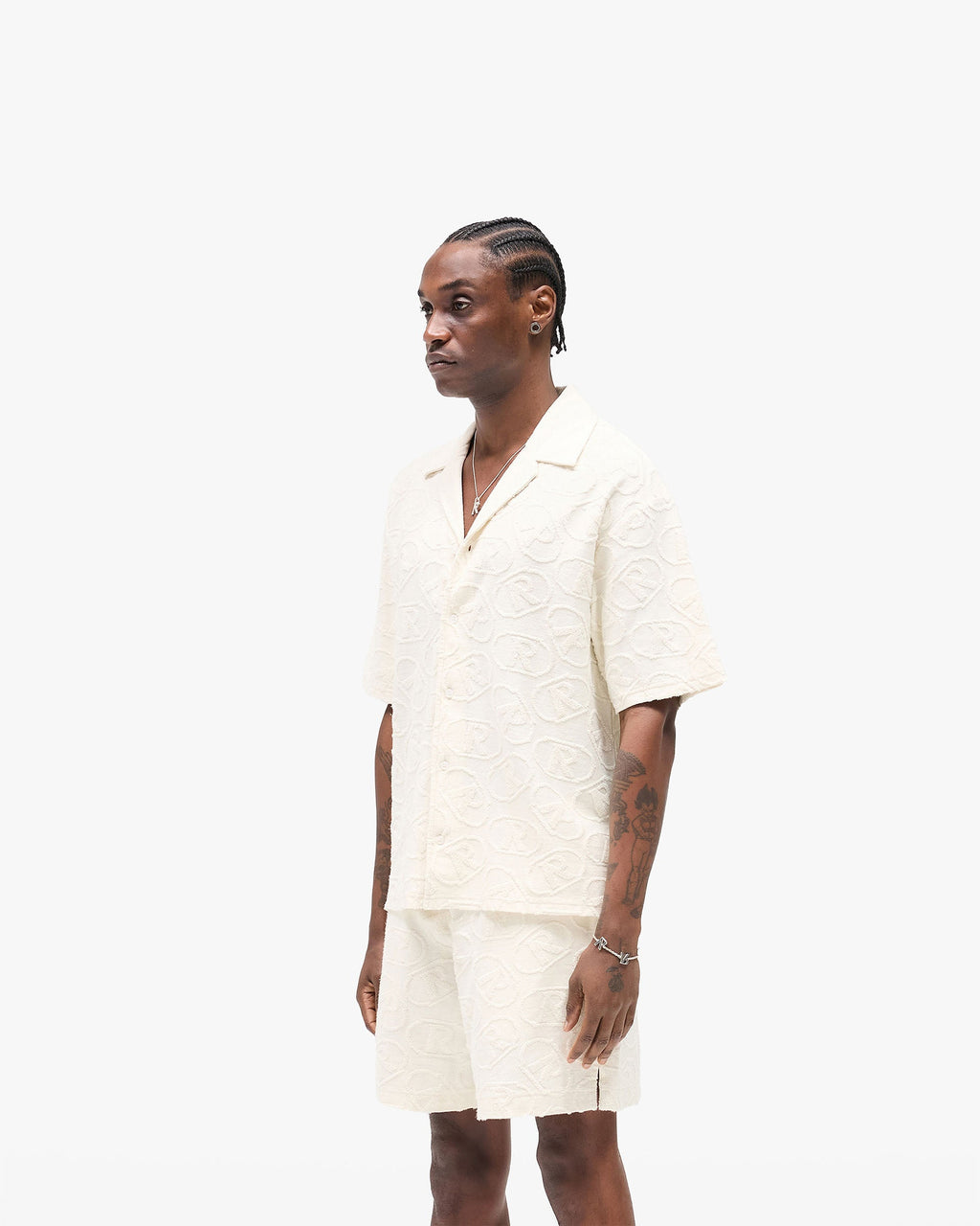 All Over Print Towel Shirt - Aged White
