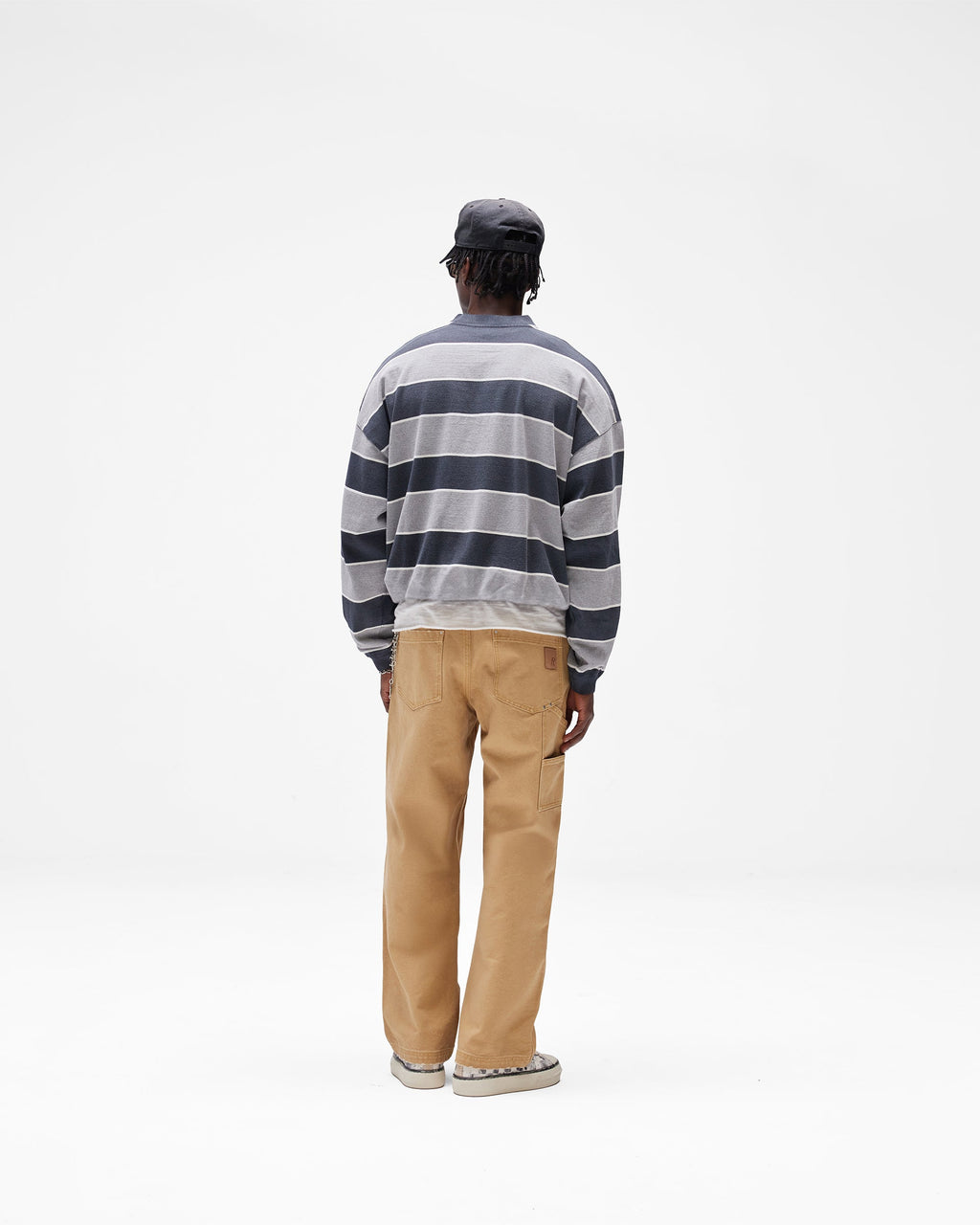 California Striped Henley Sweater - Jet Black Grey Marl