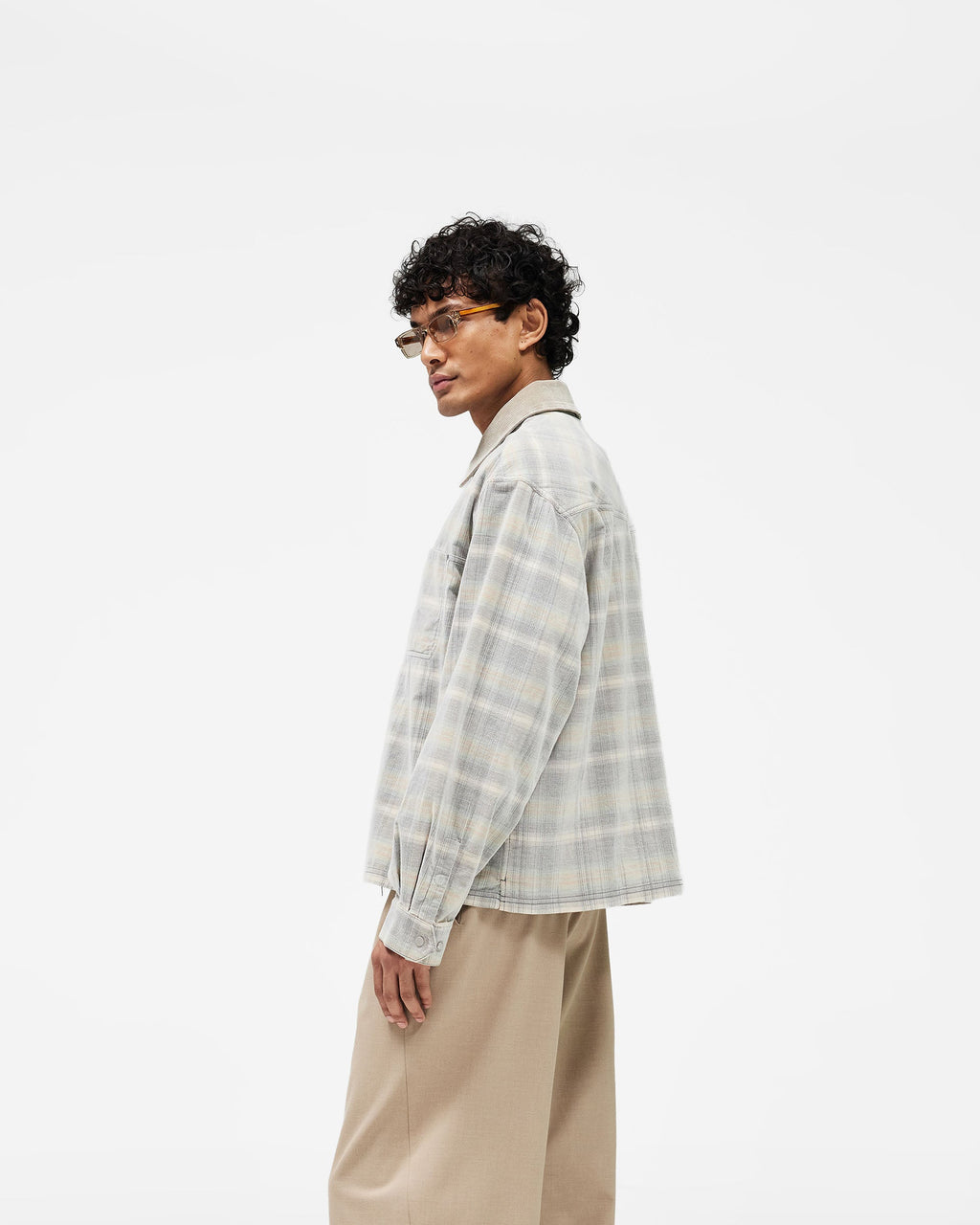 Cord Zip Flannel Shirt - Mineral