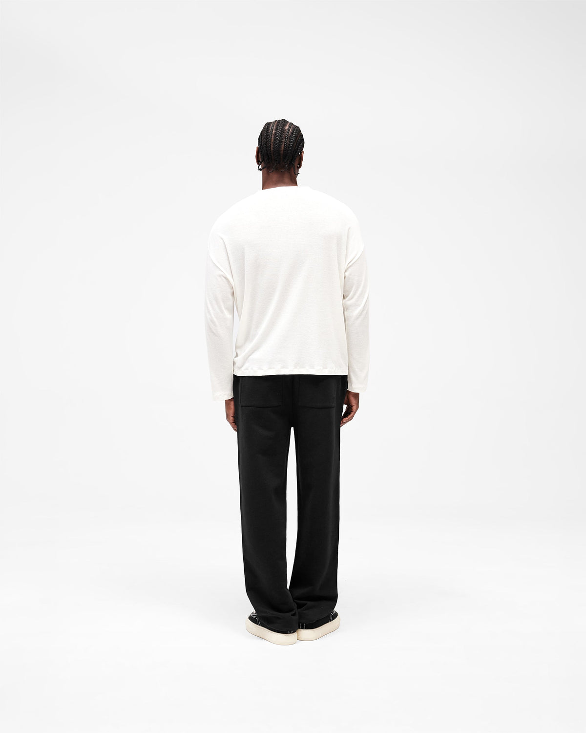 Initial Sheer Rib Long Sleeve T-Shirt - Flat White