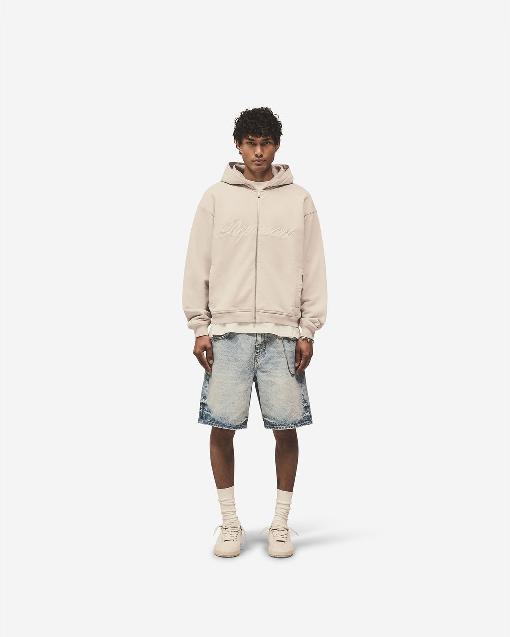Script Logo Zip Hoodie - Concrete