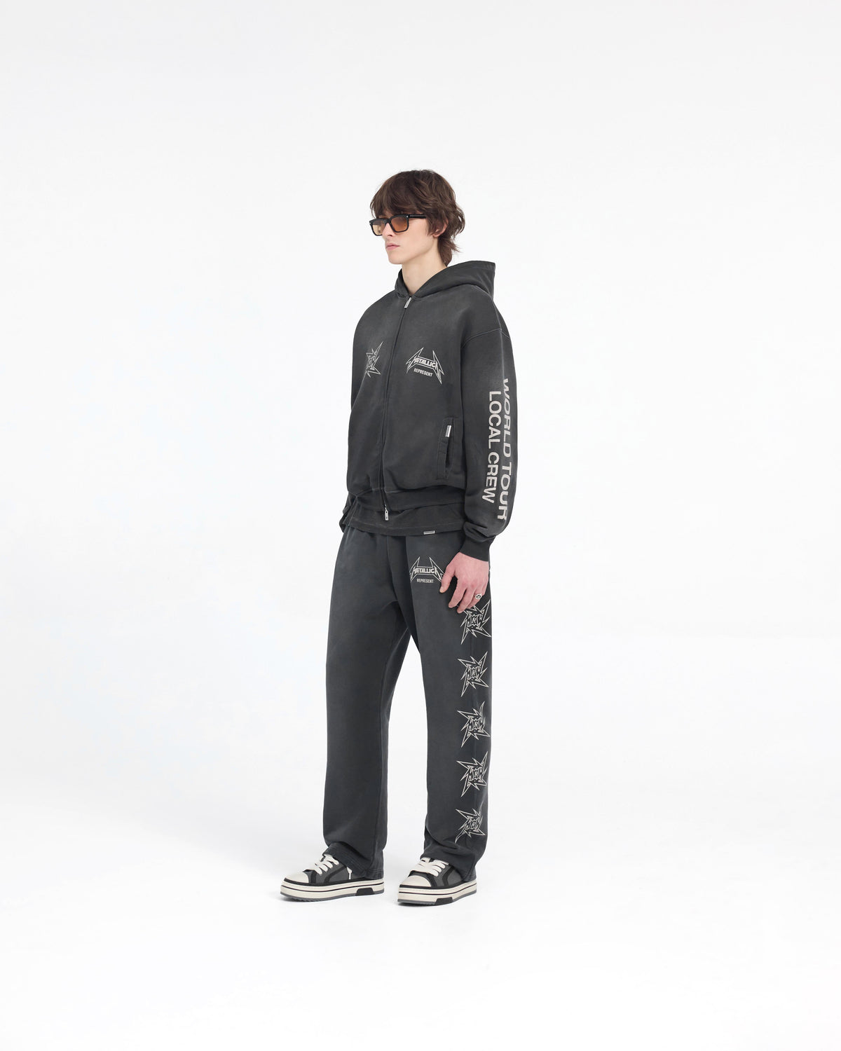 Represent X Metallica Local Crew Zip Hoodie - Stained Black