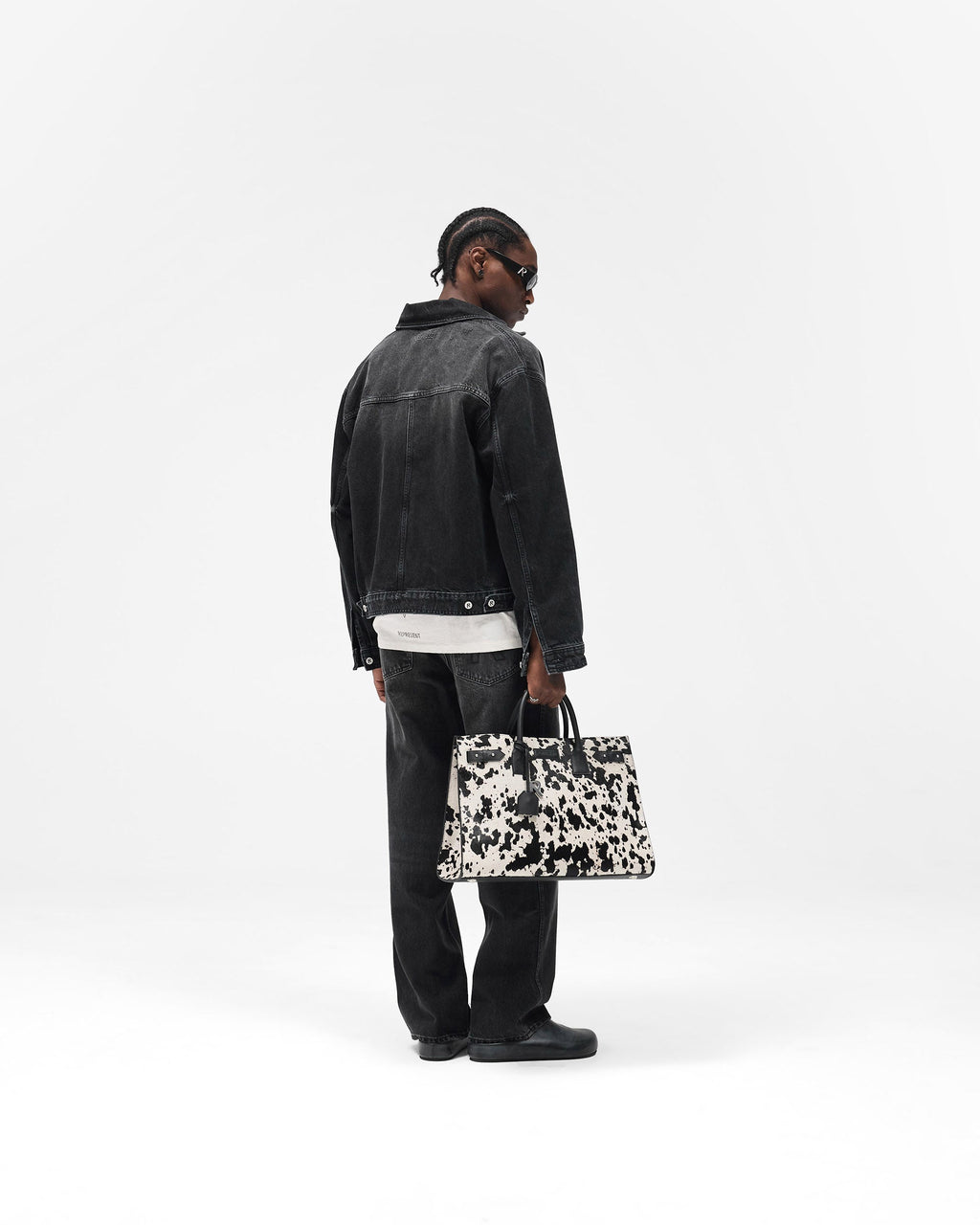 Collared Denim Jacket - Aged Black