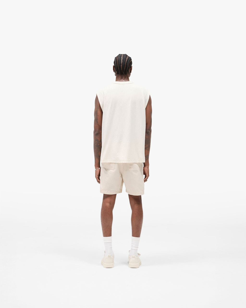 Slub Script Tank - Aged White