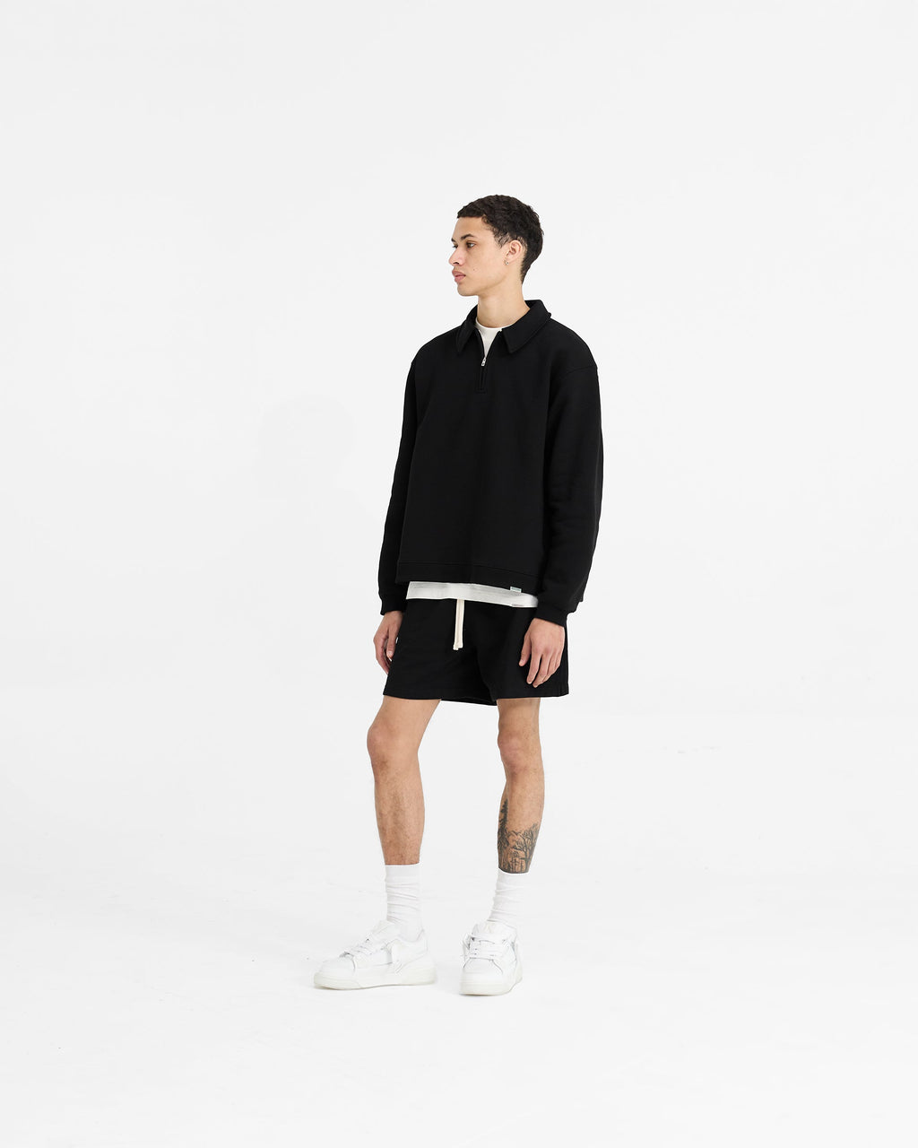 Initial Boxy Quarter Zip - Jet Black