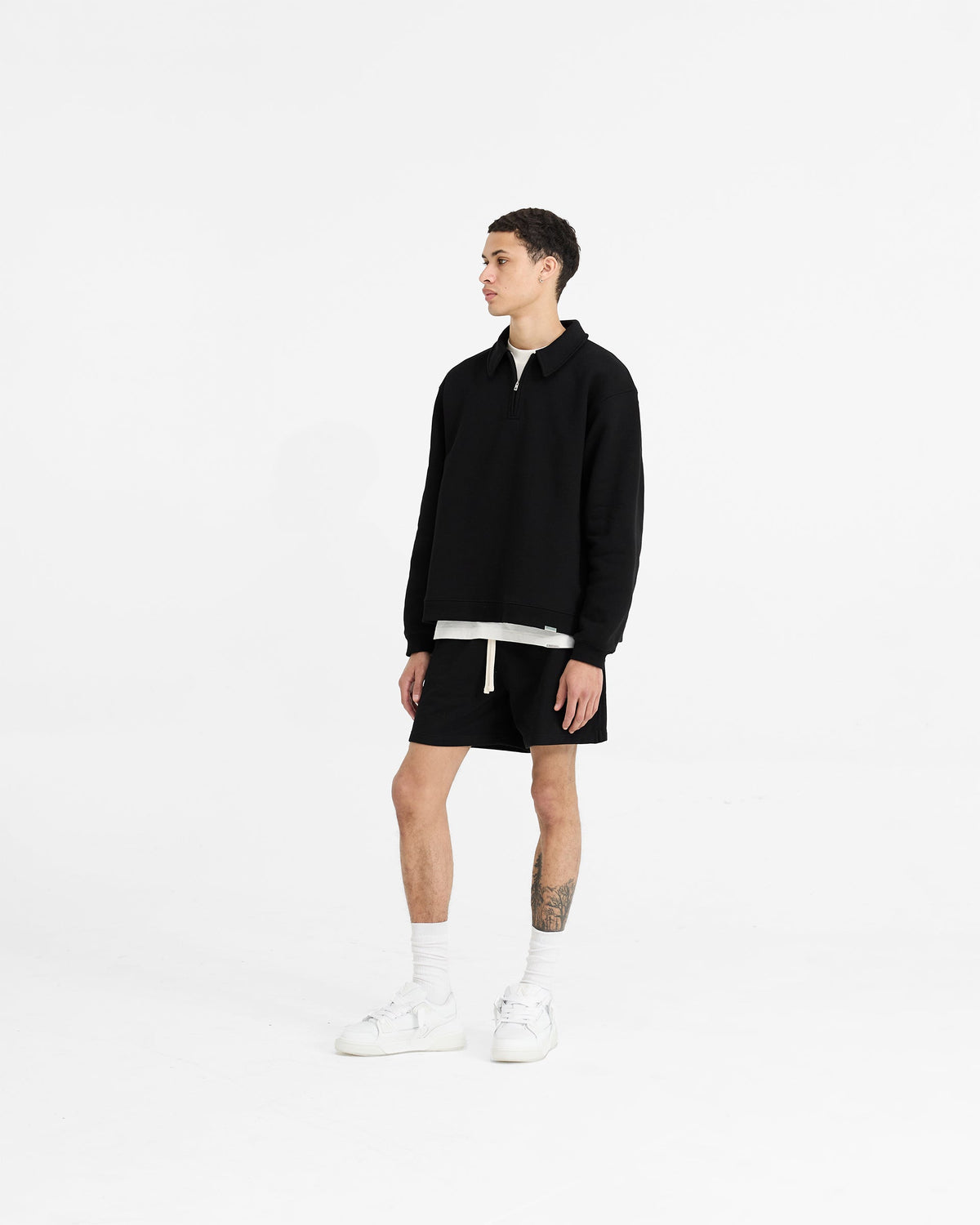 Initial Boxy Quarter Zip - Jet Black