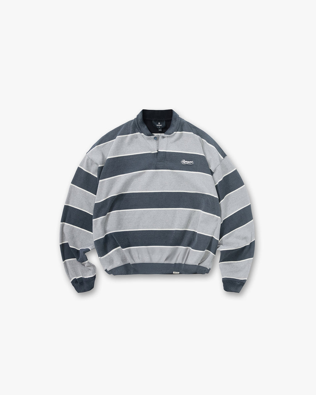 California Striped Henley Sweater - Jet Black Grey Marl