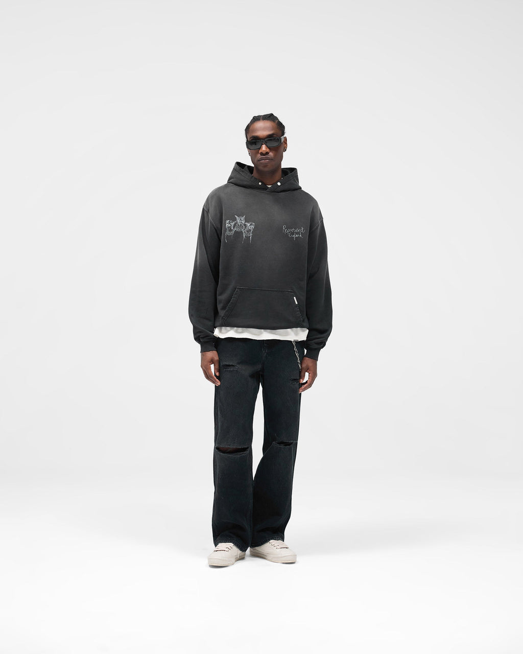 Hand Drawn Thoroughbred Hoodie - Aged Black