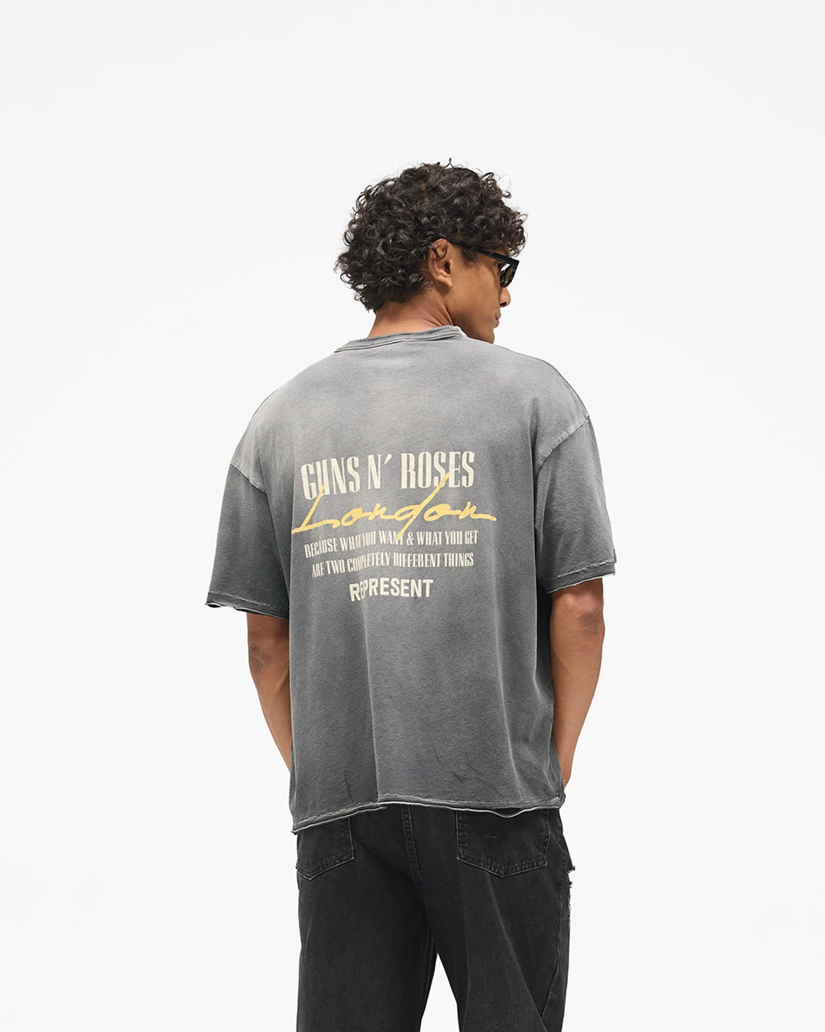 Represent X Guns N' Roses Cross T-Shirt - Stained Black
