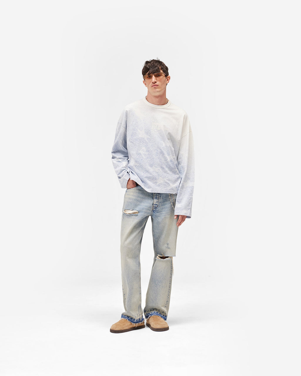 USA Long Sleeve T-Shirt - Washed Blue